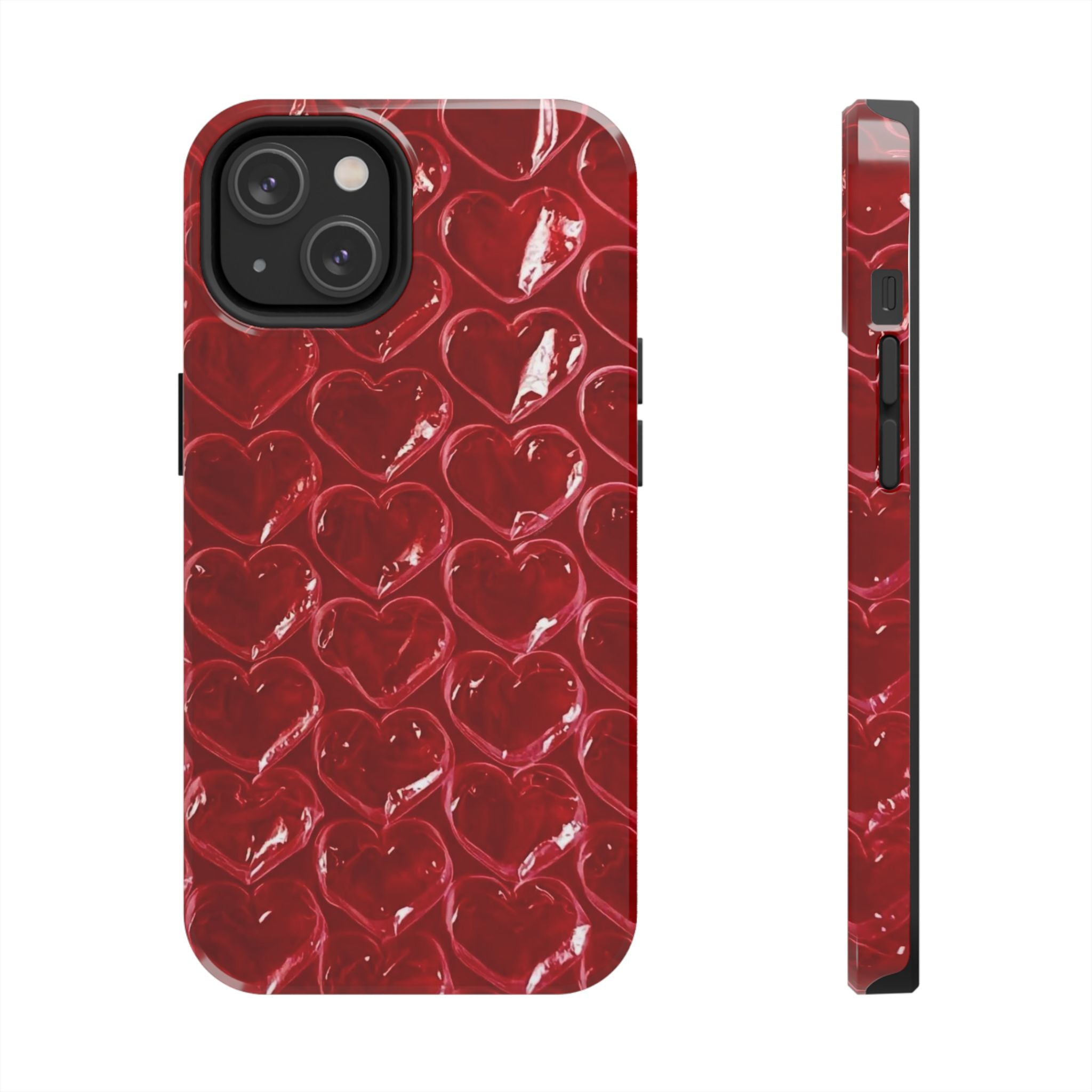 Red Heart Bubble Phone Case,  iPhone & Samsung Cute Love Pattern, Slim Protective Cover, Girls Women Design