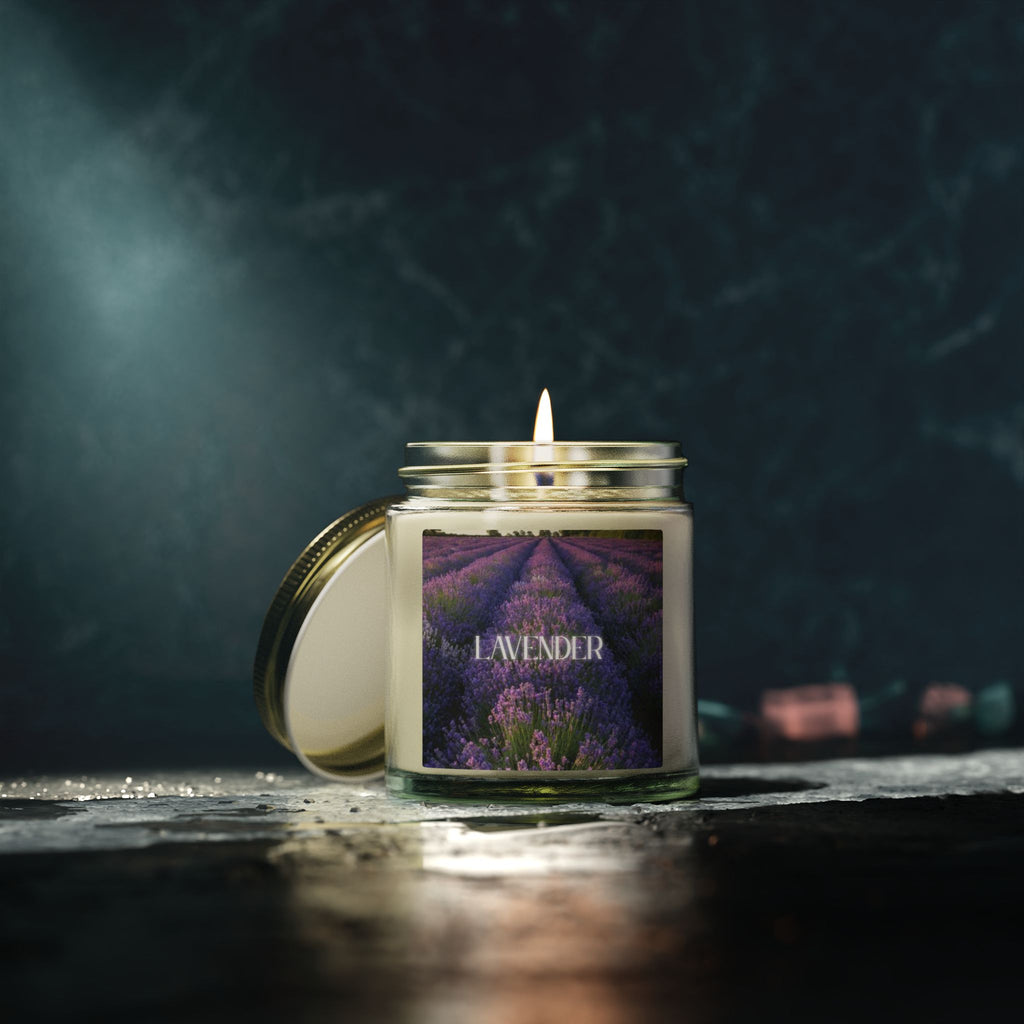 Lavender Scented Candle, Coconut Apricot Wax, Relaxing Home Fragrance, Calming Stress Relief Aroma, Bedroom Decor Gift, 4oz & 9oz