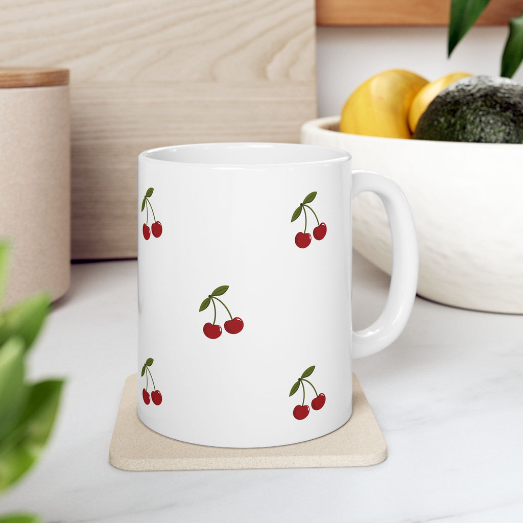 Cherry Ceramic Mug, Coffee, Tea Cup, Gift, Cherry Design