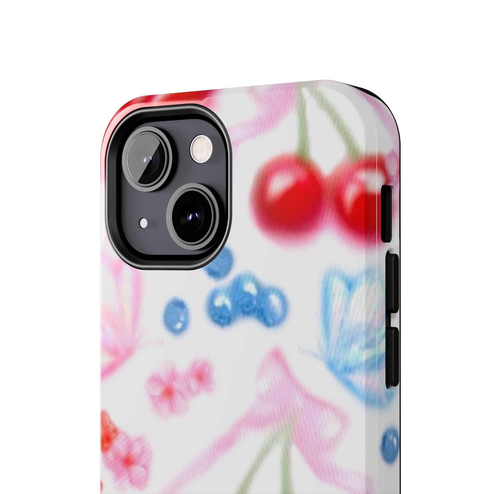 Cute Cherry Strawberry Phone Case, Bow Butterfly Design, iPhone & Samsung Protective Cover, Girls Women Fun Gift, Fruit Floral Pattern