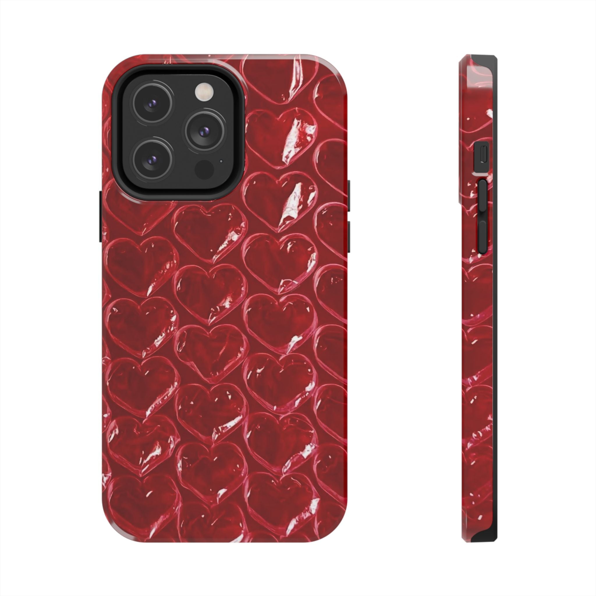 Red Heart Bubble Phone Case,  iPhone & Samsung Cute Love Pattern, Slim Protective Cover, Girls Women Design