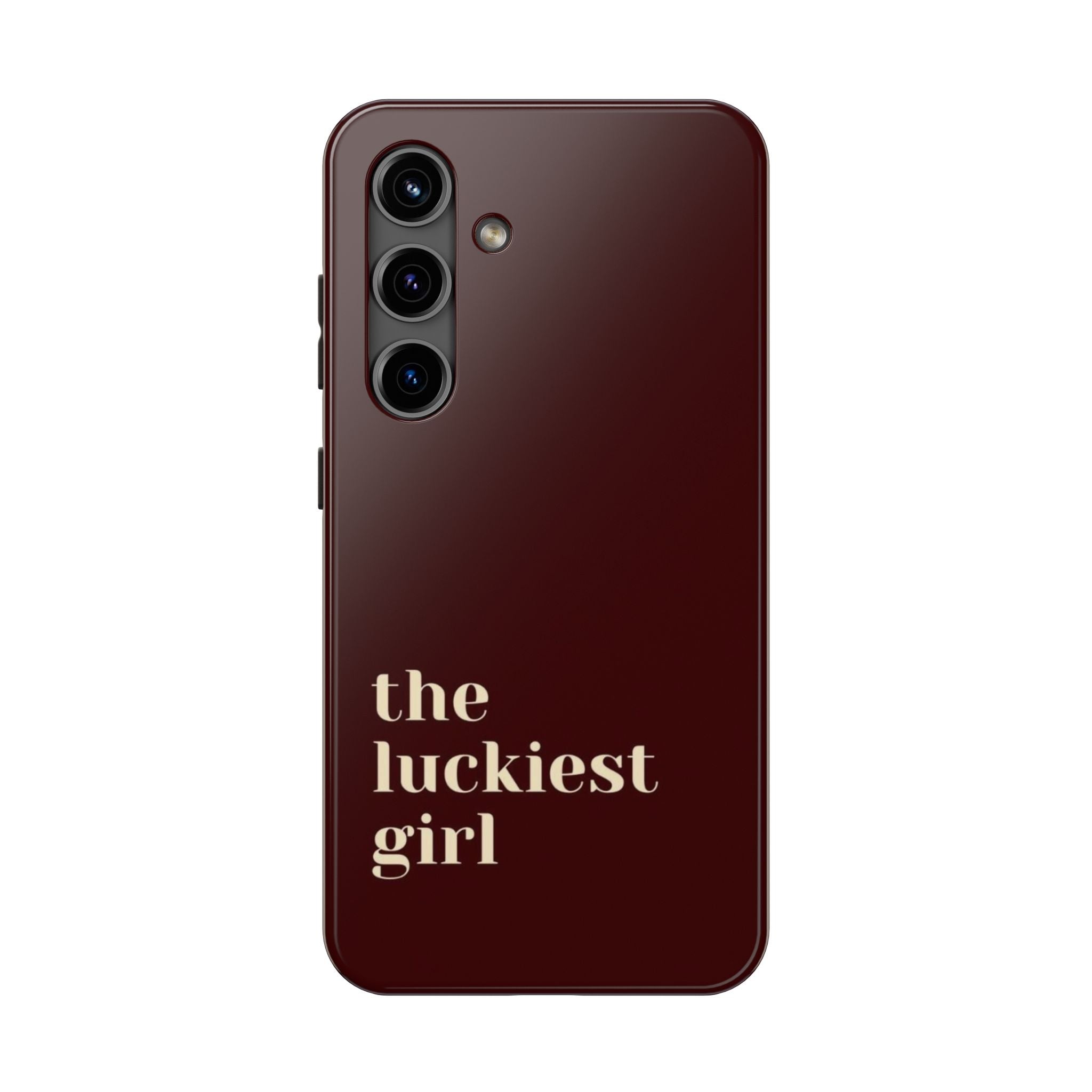 Burgundy Red Phone Case Minimal Aesthetic Protective The Luckiest Girl