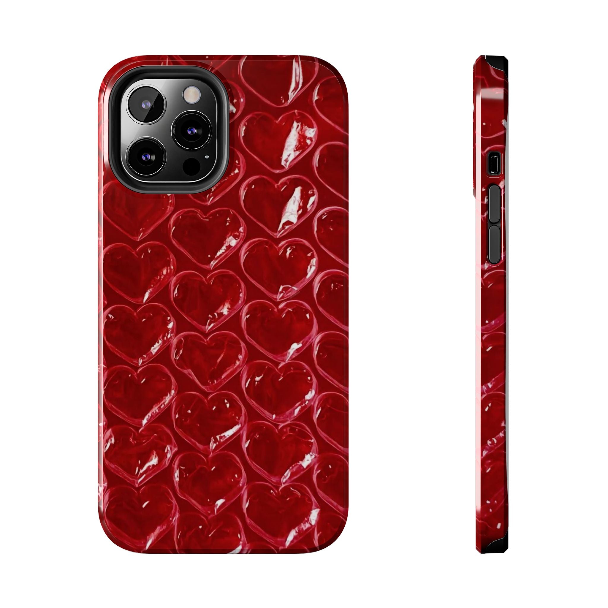 Red Heart Bubble Phone Case,  iPhone & Samsung Cute Love Pattern, Slim Protective Cover, Girls Women Design