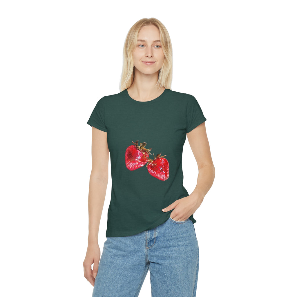 Disco Strawberry T-Shirt, Sweet Fruit Graphic Tee, Summer Picnic Style, Soft Cotton Apparel, Unique Gift for Women Girls