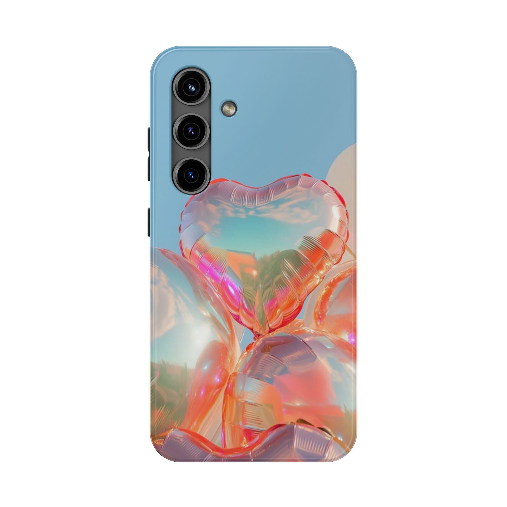 Heart Balloon Phone Case, Iridescent Love Design, iPhone & Samsung Protective Cover, Cute Aesthetic Fun, Girls Women Unique Gift