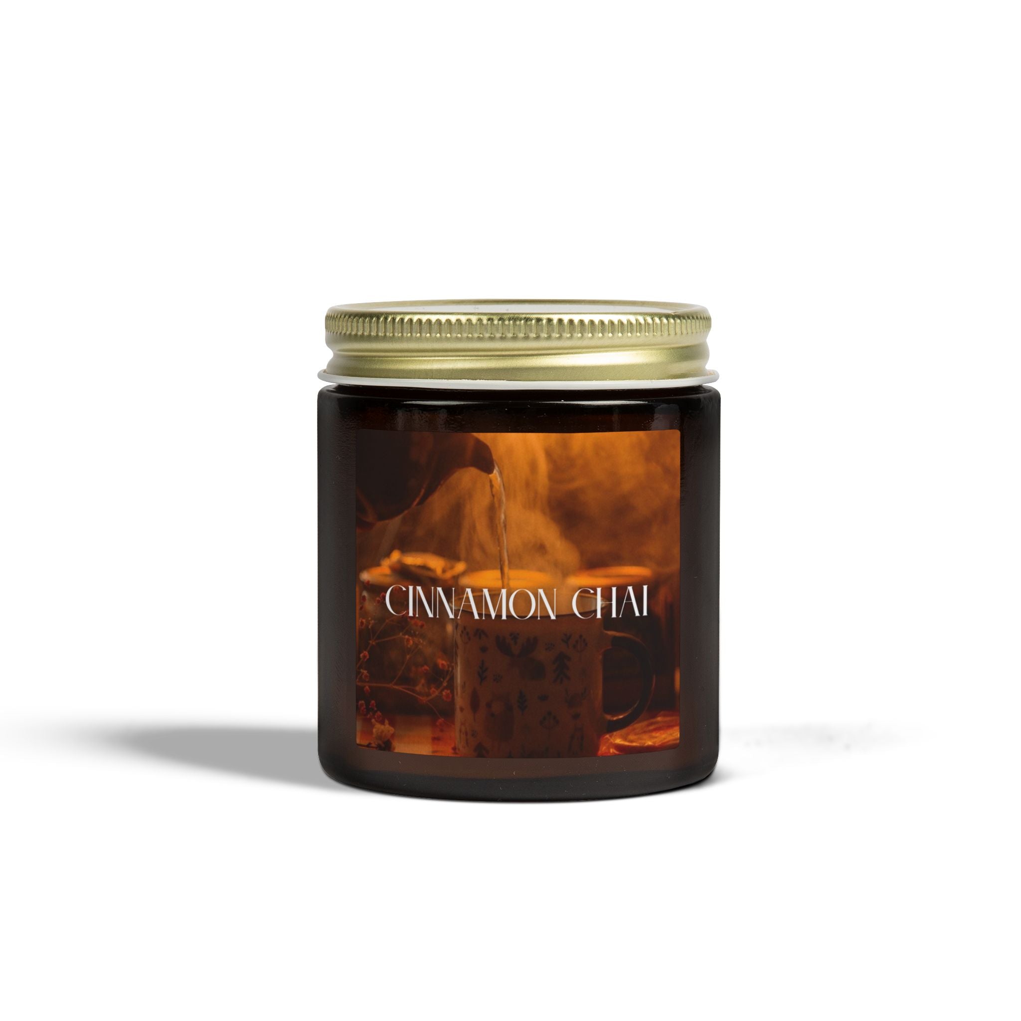 Cinnamon Chai Scented Candle, Coconut Apricot Wax, Warm Spice Aroma, Autumn Fall Scent, Holiday Home Decor Gift, 4oz & 9oz