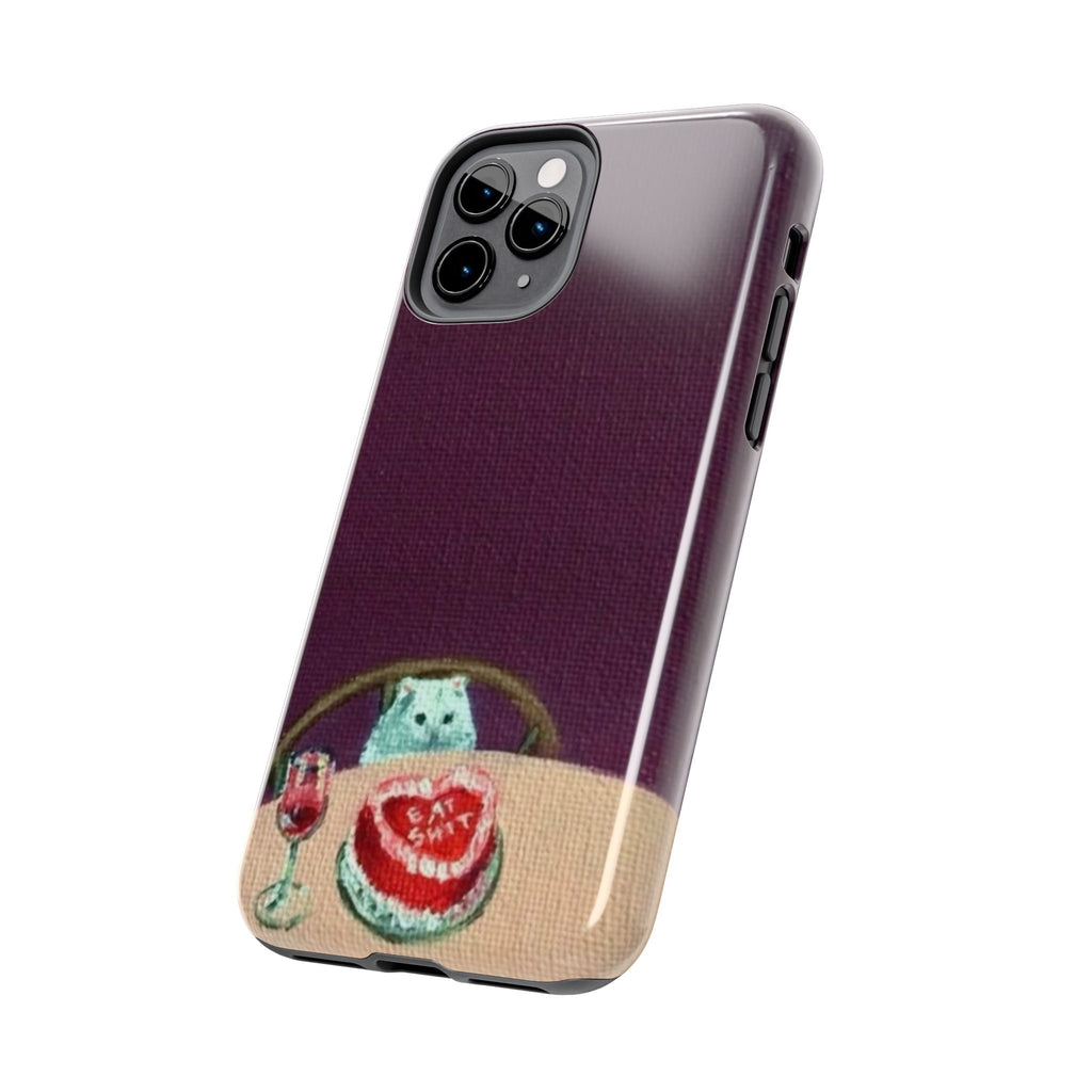 Cute Cat Phone Case, Funny Pet Animal Design, iPhone & Samsung Protective Cover, Birthday Cake Art, Unique Gift for Cat Lovers