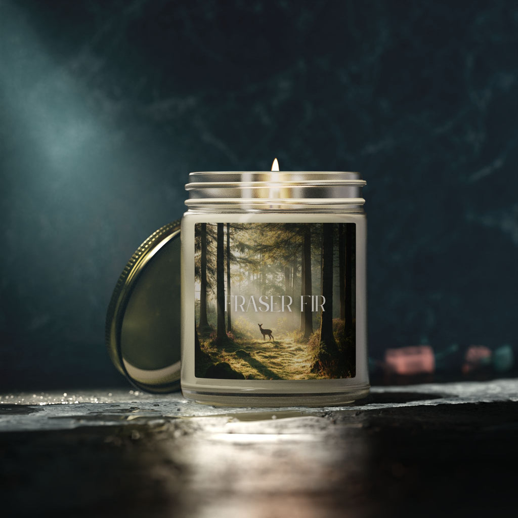 Pine Forest Scented Candle, Coconut Apricot Wax, Fresh Forest Scent, Winter Holiday Aroma, Woodsy Home Decor Gift, 4oz & 9oz