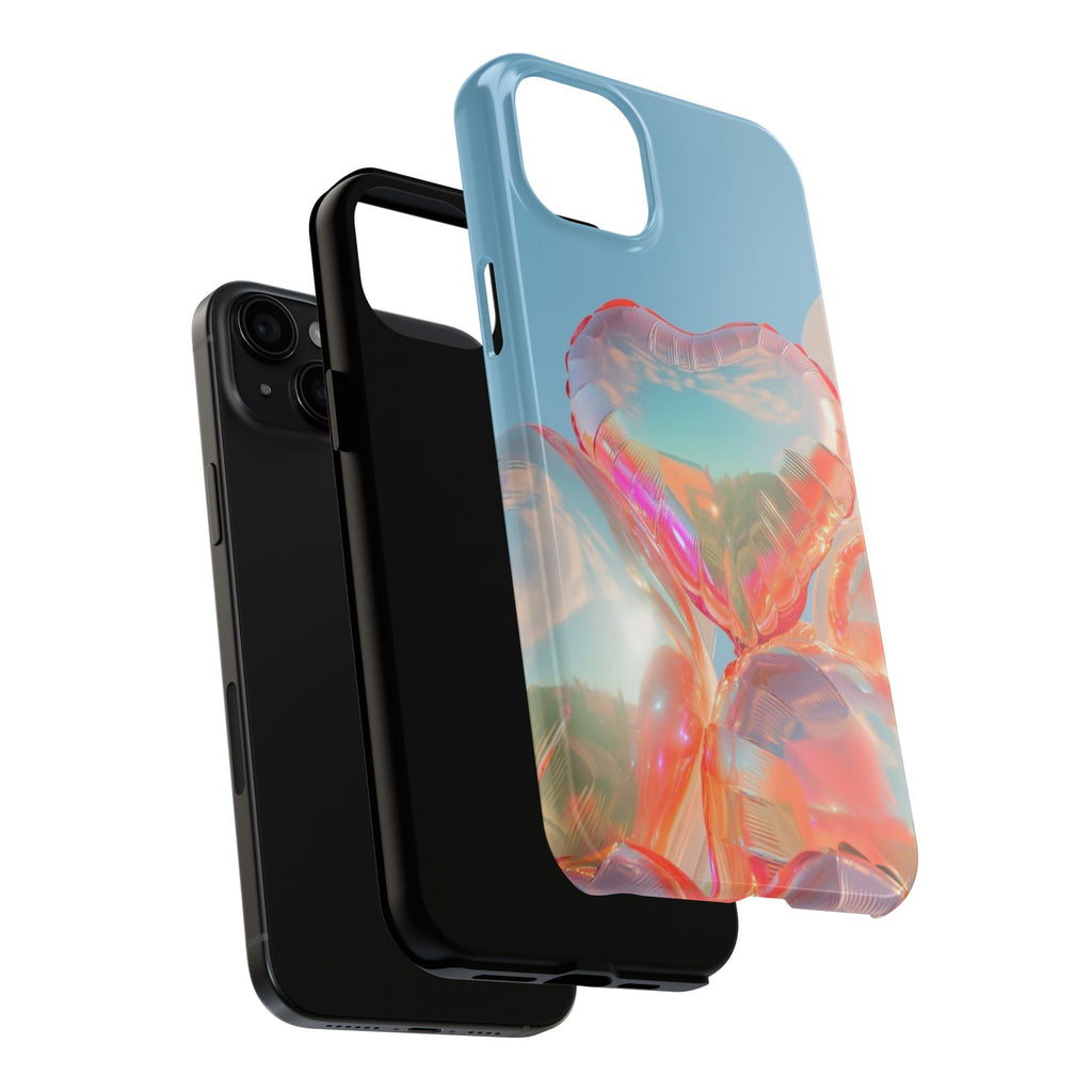 Heart Balloon Phone Case, Iridescent Love Design, iPhone & Samsung Protective Cover, Cute Aesthetic Fun, Girls Women Unique Gift