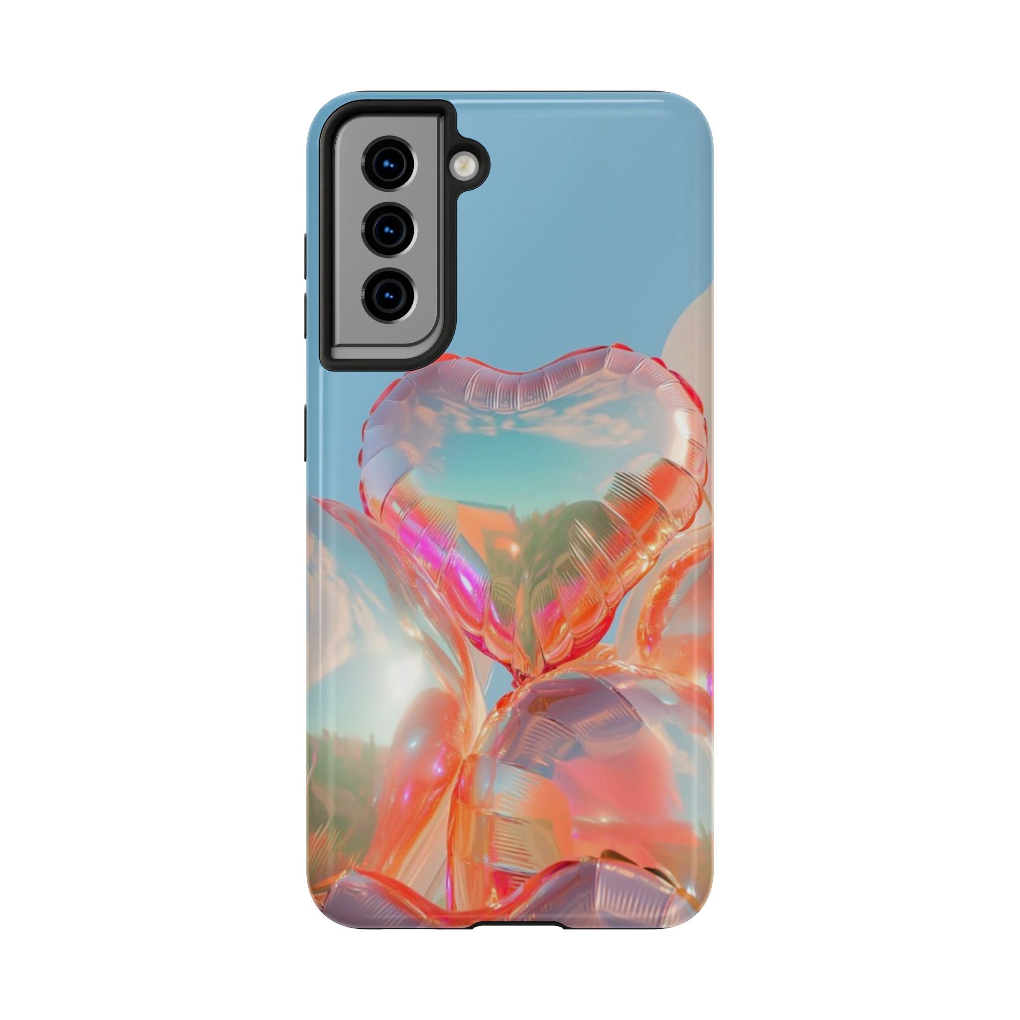 Heart Balloon Phone Case, Iridescent Love Design, iPhone & Samsung Protective Cover, Cute Aesthetic Fun, Girls Women Unique Gift