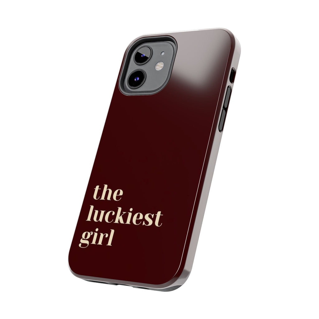 Burgundy Red Phone Case Minimal Aesthetic Protective The Luckiest Girl