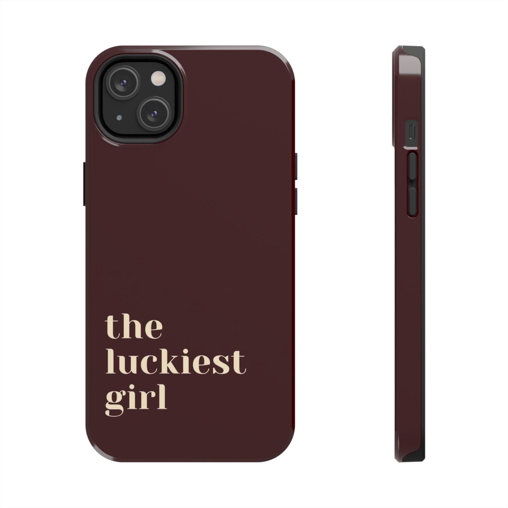 Burgundy Red Phone Case Minimal Aesthetic Protective The Luckiest Girl