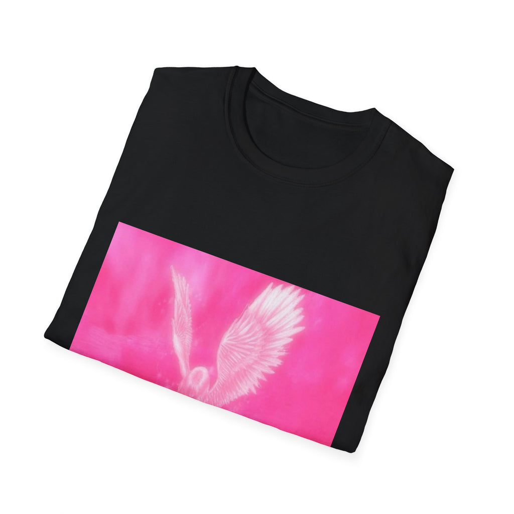 Pink Angel T-Shirt, Aesthetic Wing Graphic Tee, Heavenly Art Shirt, Soft Cotton Apparel, Unique Gift for Women Men