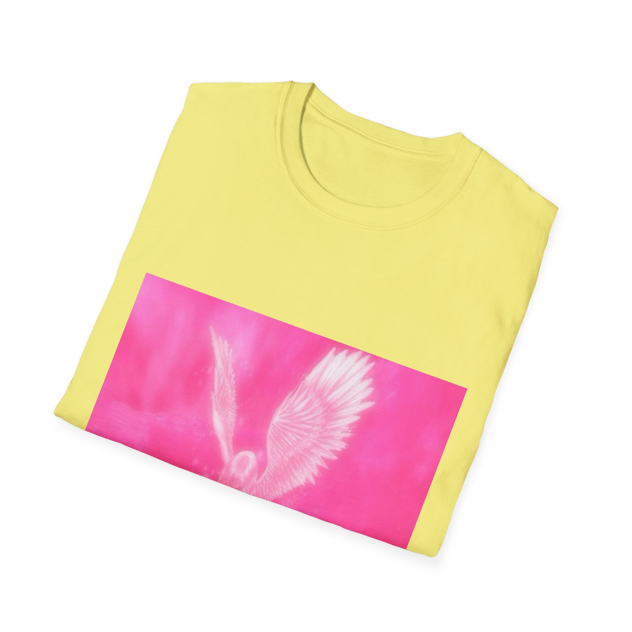 Pink Angel T-Shirt, Aesthetic Wing Graphic Tee, Heavenly Art Shirt, Soft Cotton Apparel, Unique Gift for Women Men