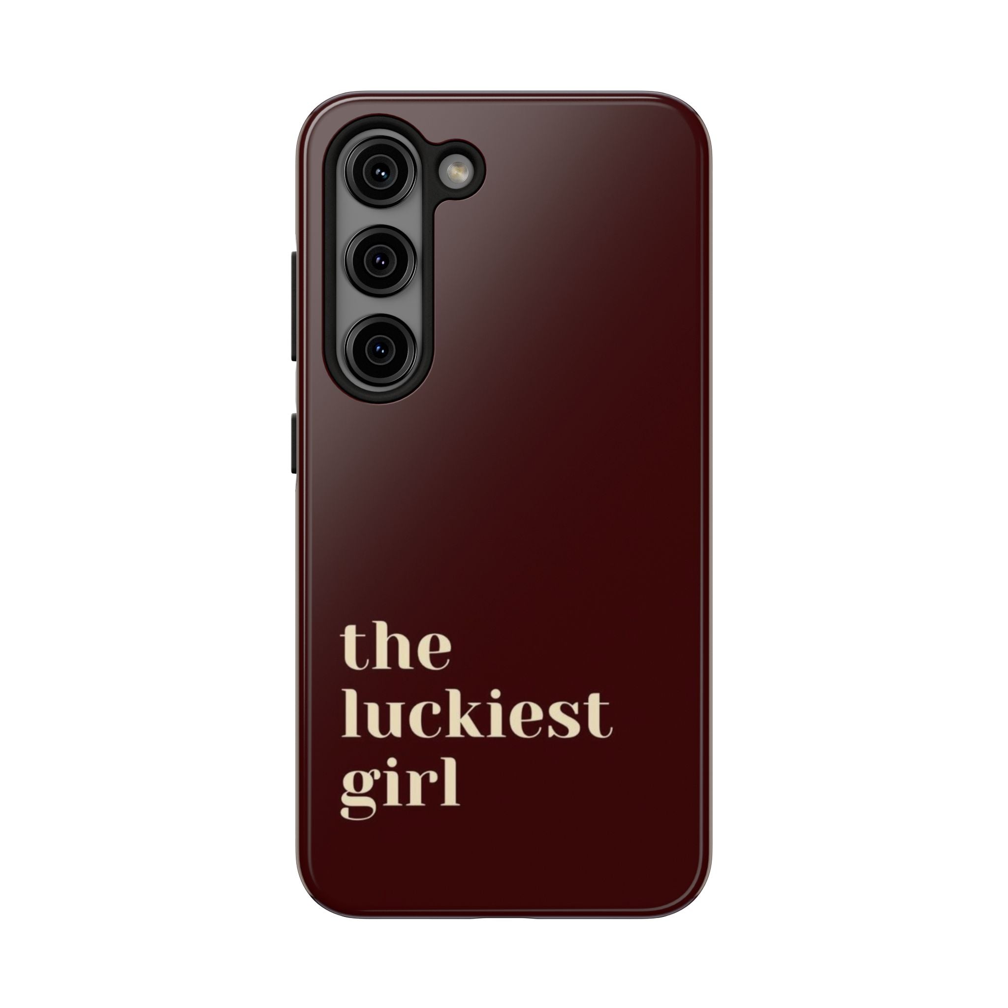 Burgundy Red Phone Case Minimal Aesthetic Protective The Luckiest Girl