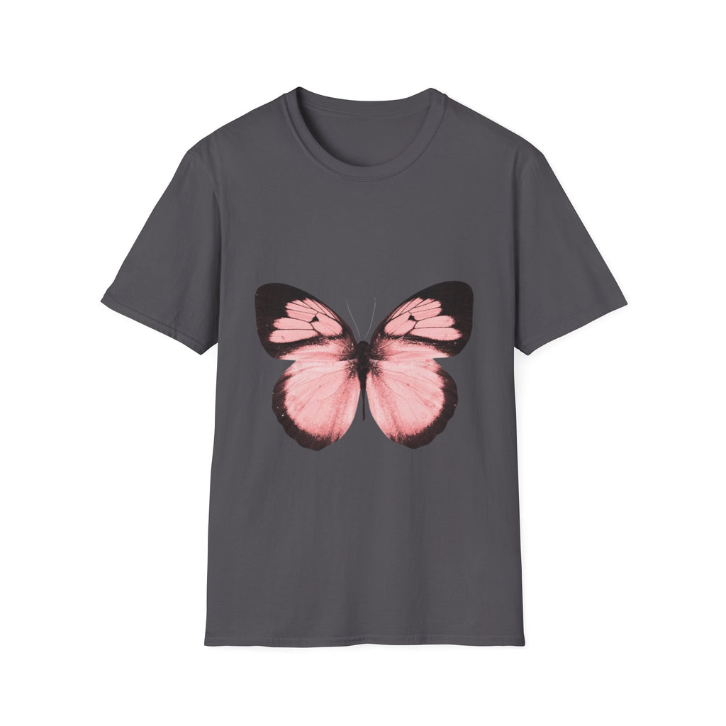 Pink Butterfly T-Shirt, Aesthetic Insect Graphic Tee, Nature Art Shirt, Soft Cotton Apparel, Unique Gift for Women Men