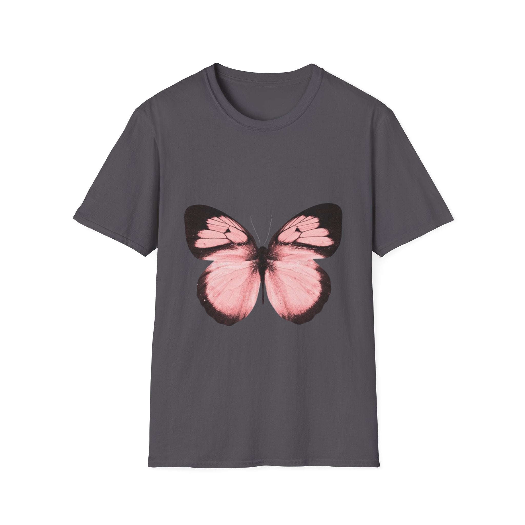 Pink Butterfly T-Shirt, Aesthetic Insect Graphic Tee, Nature Art Shirt, Soft Cotton Apparel, Unique Gift for Women Men
