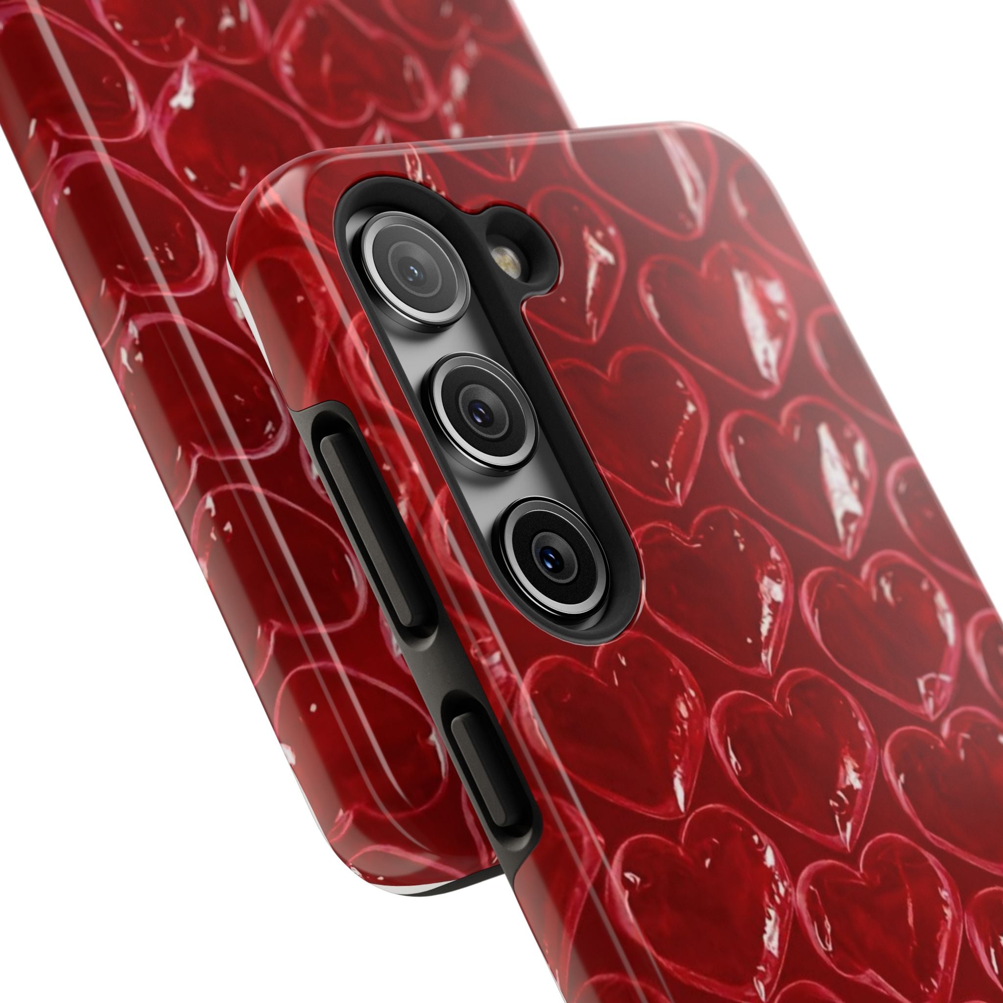 Red Heart Bubble Phone Case,  iPhone & Samsung Cute Love Pattern, Slim Protective Cover, Girls Women Design