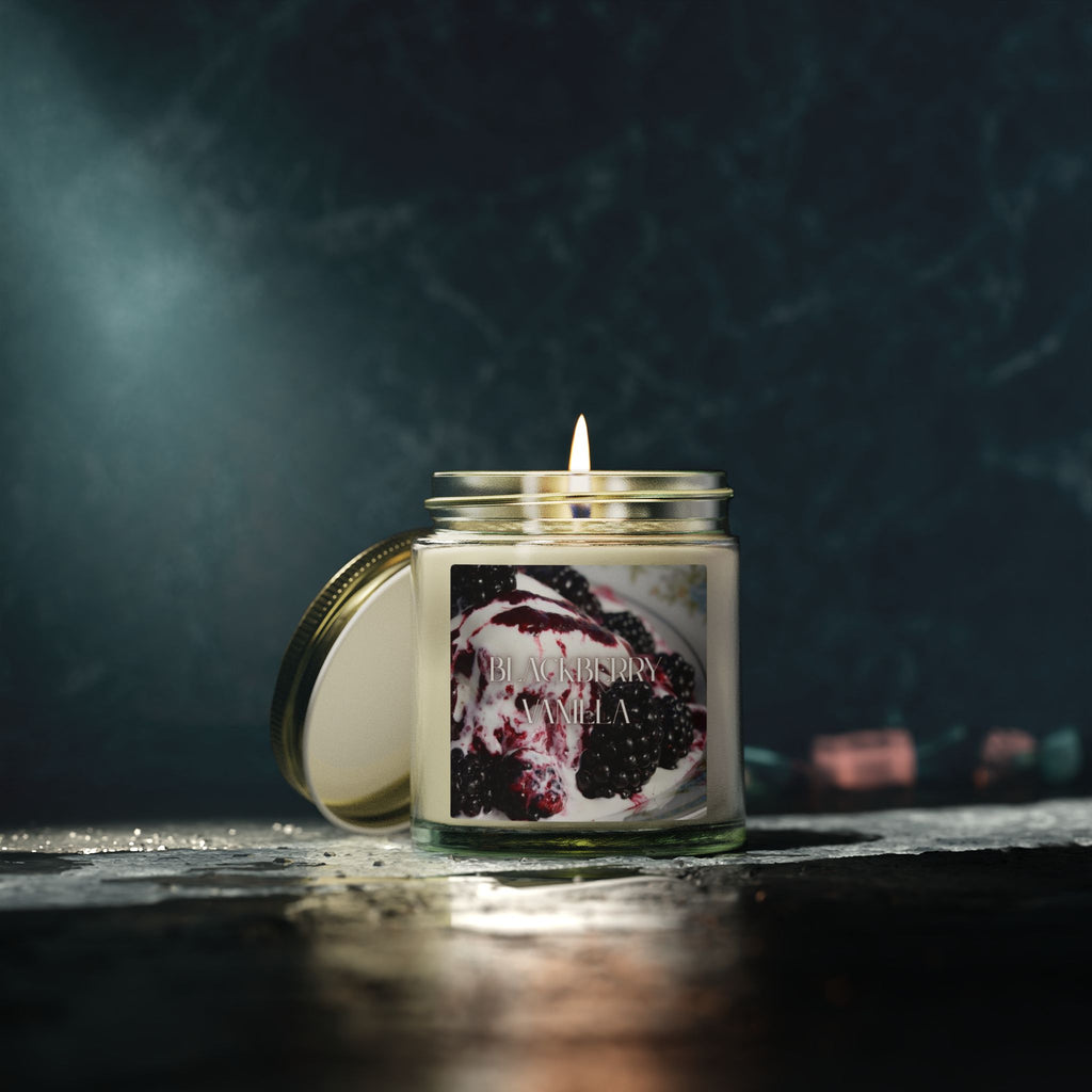 Blackberry Vanilla Scented Candle, Coconut Apricot Wax, Sweet Berry Scent, Fruity Warm Fragrance, Relaxing Home Decor, 4oz & 9oz