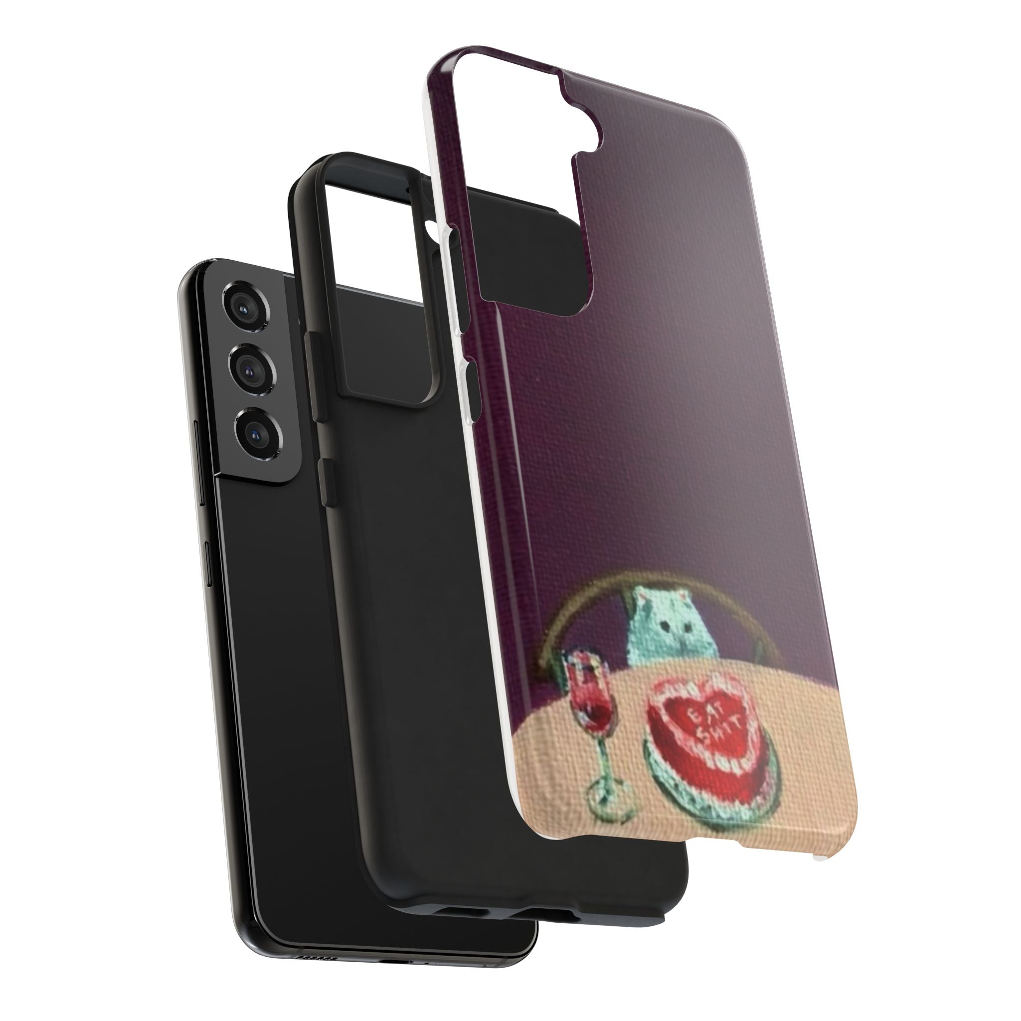 Cute Cat Phone Case, Funny Pet Animal Design, iPhone & Samsung Protective Cover, Birthday Cake Art, Unique Gift for Cat Lovers