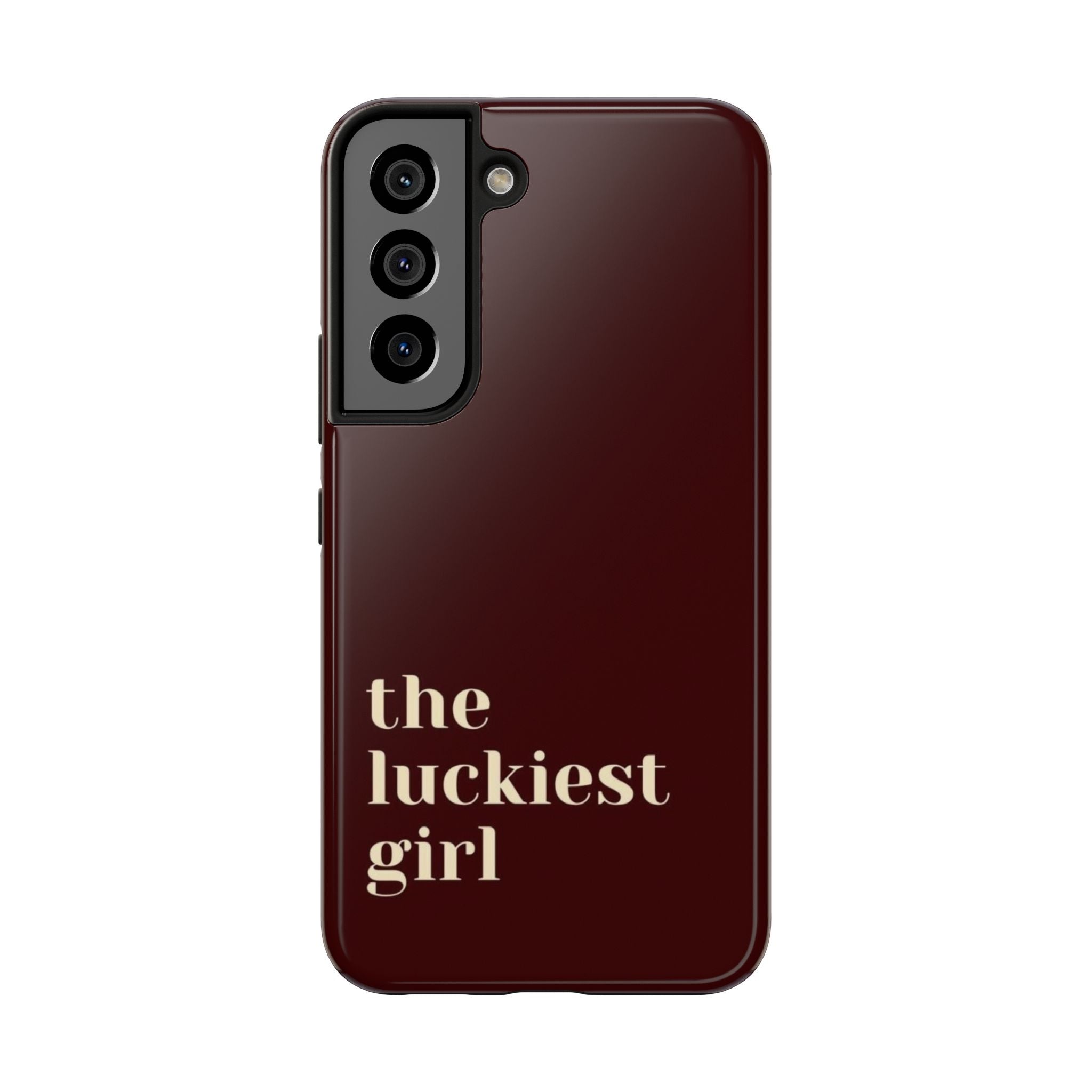 Burgundy Red Phone Case Minimal Aesthetic Protective The Luckiest Girl