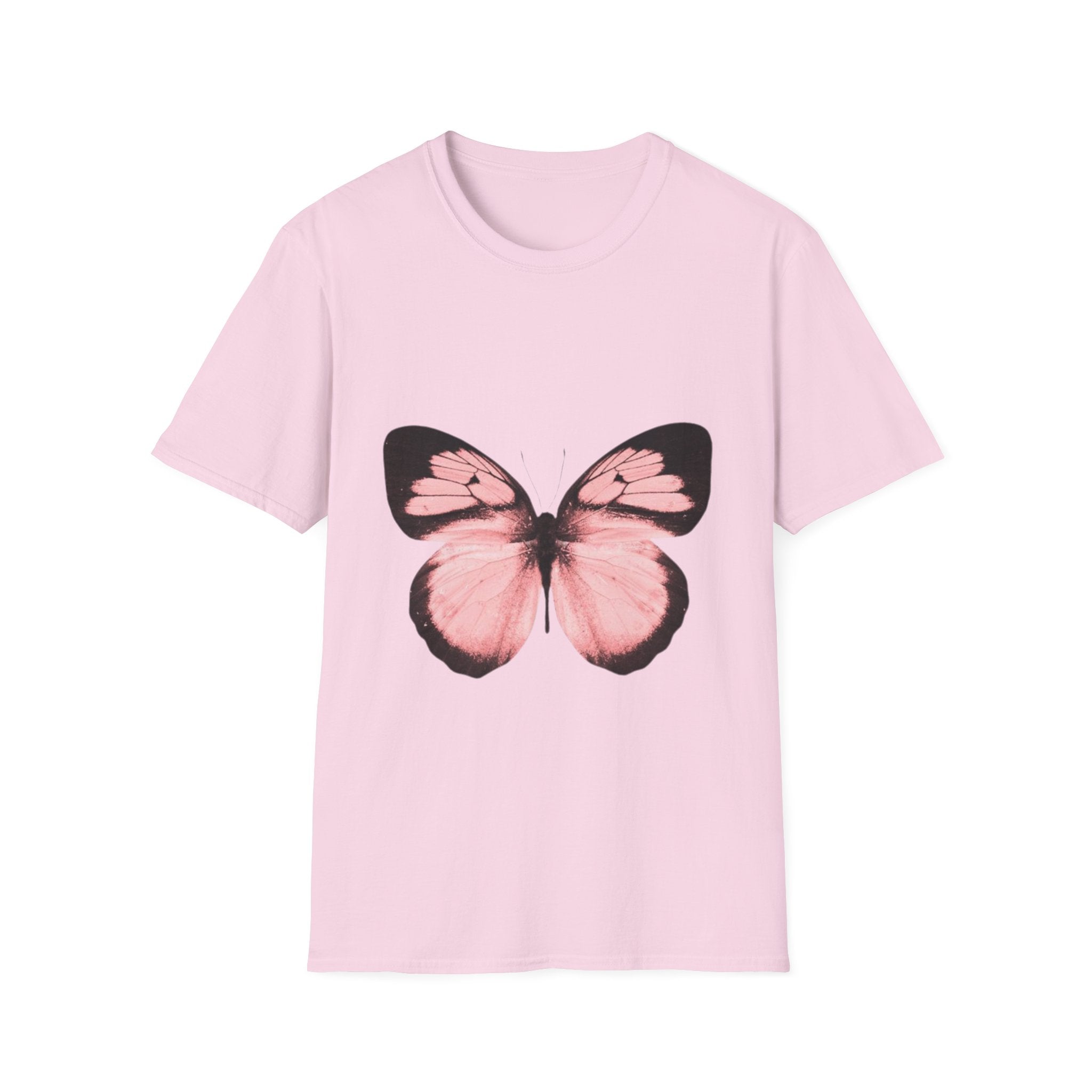 Pink Butterfly T-Shirt, Aesthetic Insect Graphic Tee, Nature Art Shirt, Soft Cotton Apparel, Unique Gift for Women Men