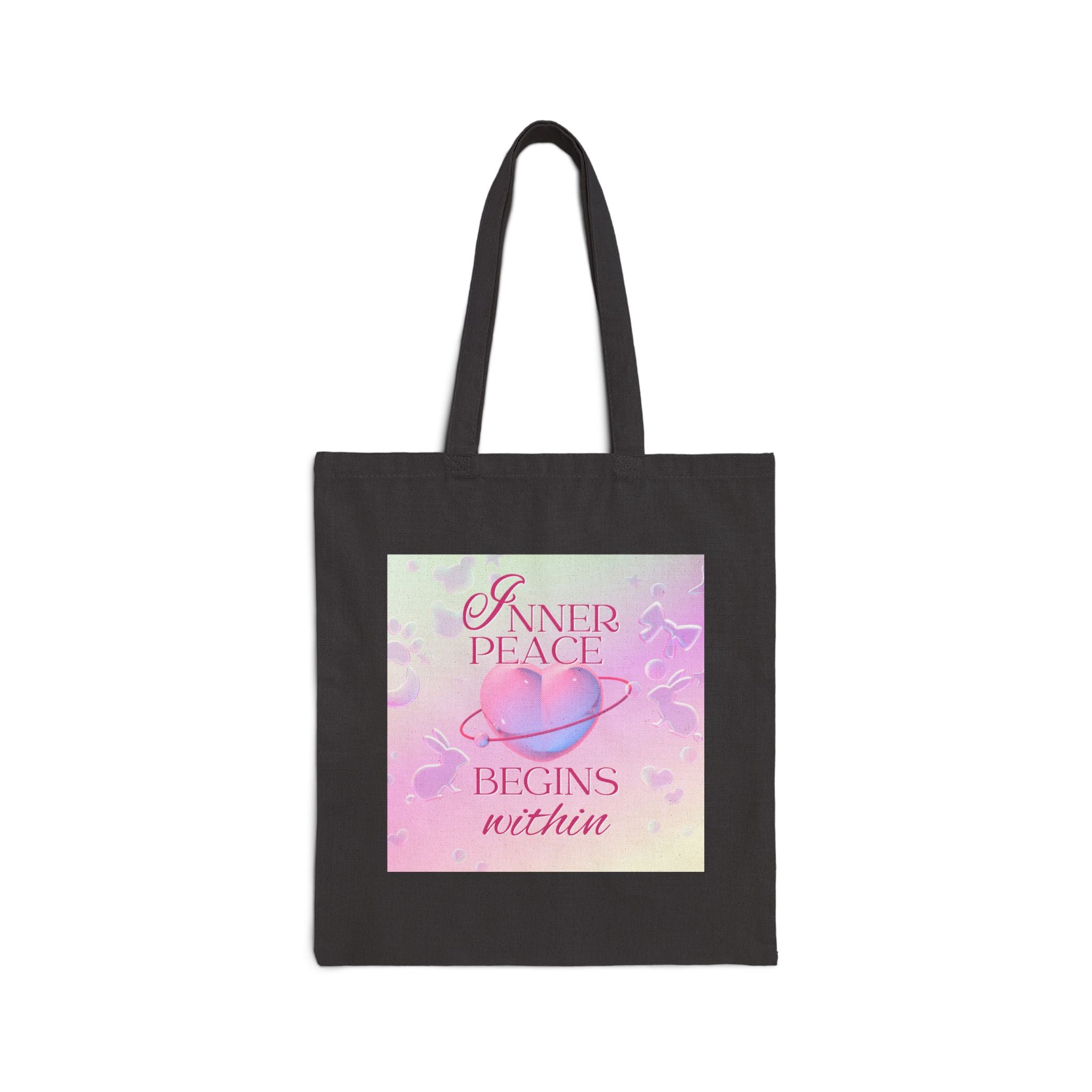 Cotton Tote Bag - Pink Purple Design, Reusable Grocery Bag, Eco-Friendly Beach Bag, Shopping Bag