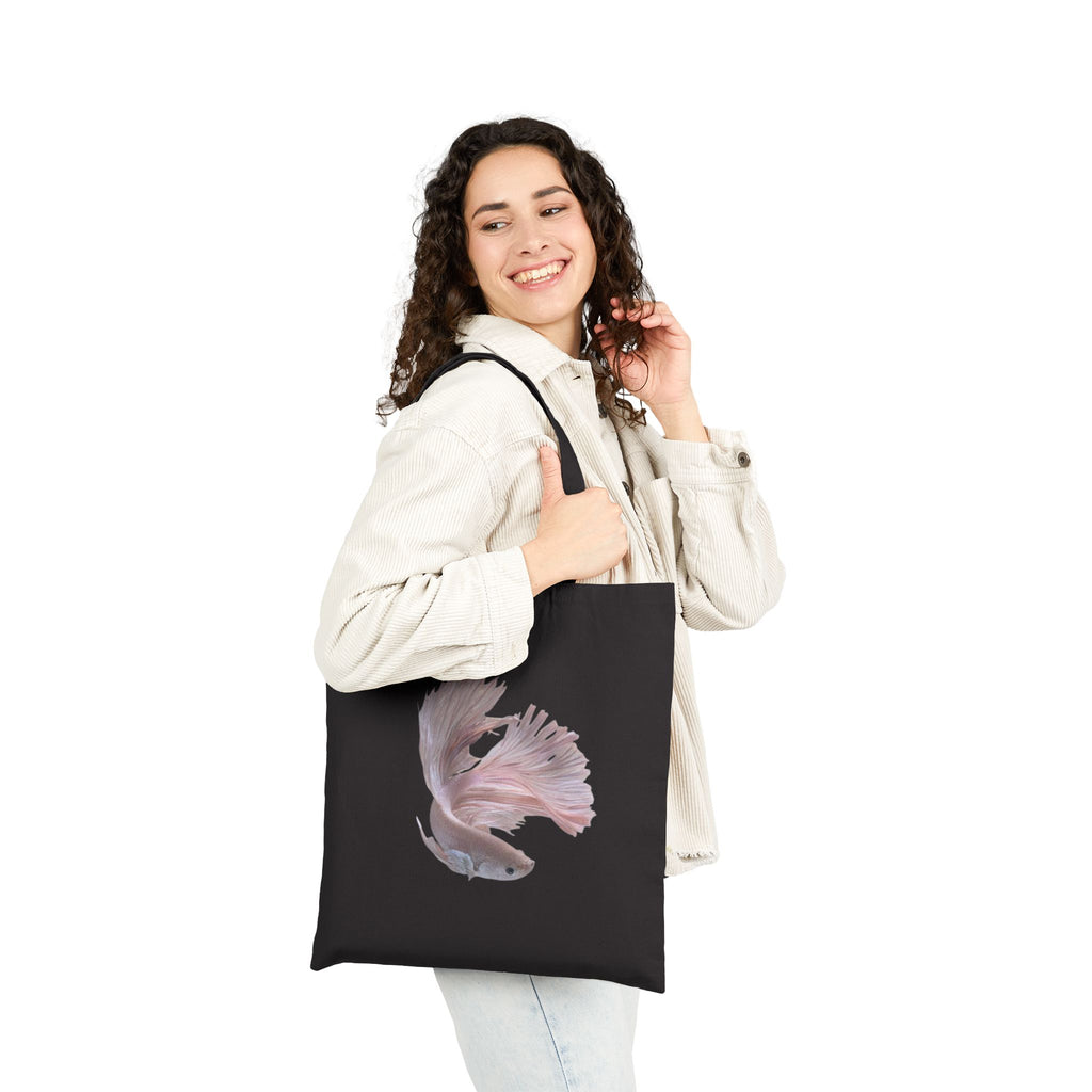 Pink Betta Fish Tote Bag, Aquarium Lover Design, Aesthetic Cotton Canvas Bag, Reusable Shopping Gift, Unique Aquatic Art