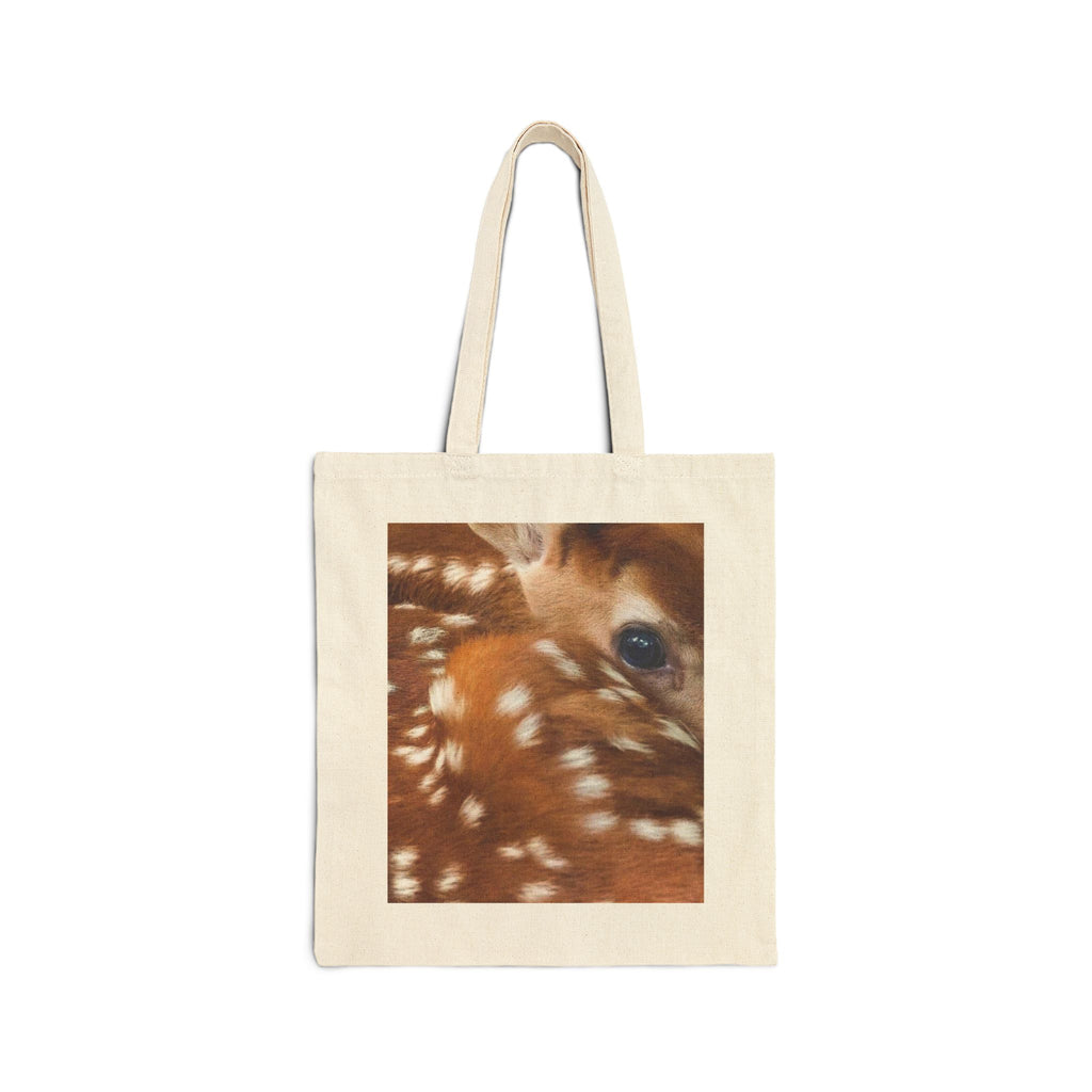 Fawn Deer Tote Bag, Baby Deer Eye Design, Aesthetic Cotton Canvas Bag, Reusable Shopping Gift, Wildlife Nature Lover