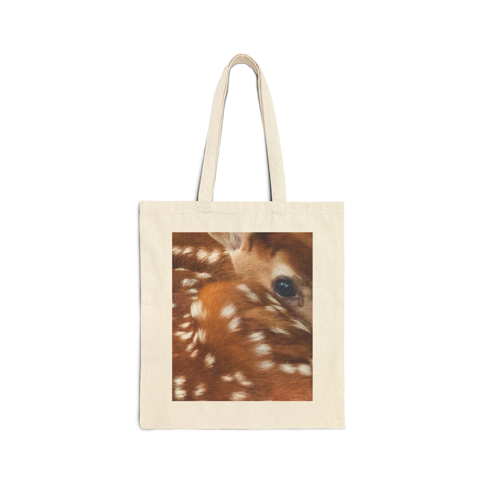 Fawn Deer Tote Bag, Baby Deer Eye Design, Aesthetic Cotton Canvas Bag, Reusable Shopping Gift, Wildlife Nature Lover
