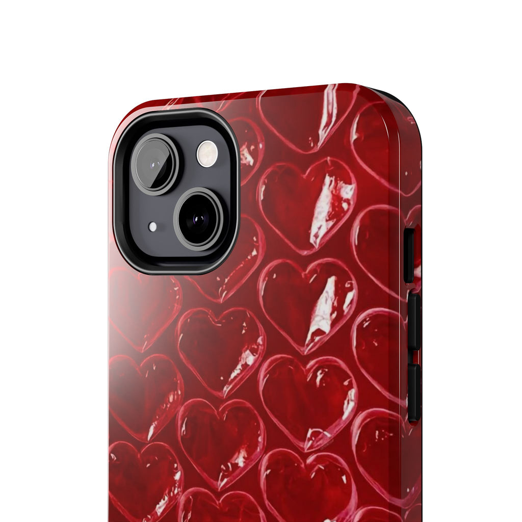 Red Heart Bubble Phone Case,  iPhone & Samsung Cute Love Pattern, Slim Protective Cover, Girls Women Design
