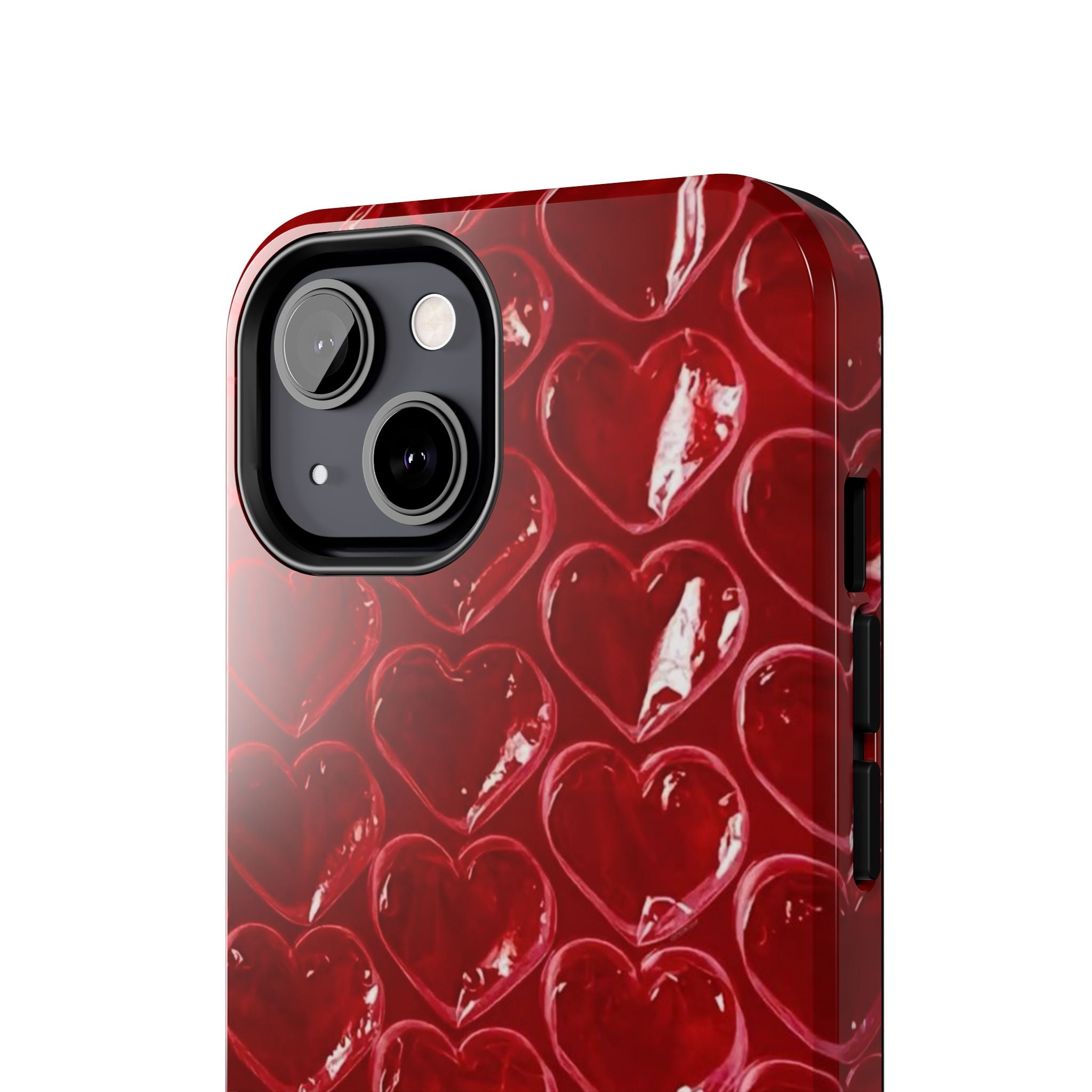 Red Heart Bubble Phone Case,  iPhone & Samsung Cute Love Pattern, Slim Protective Cover, Girls Women Design