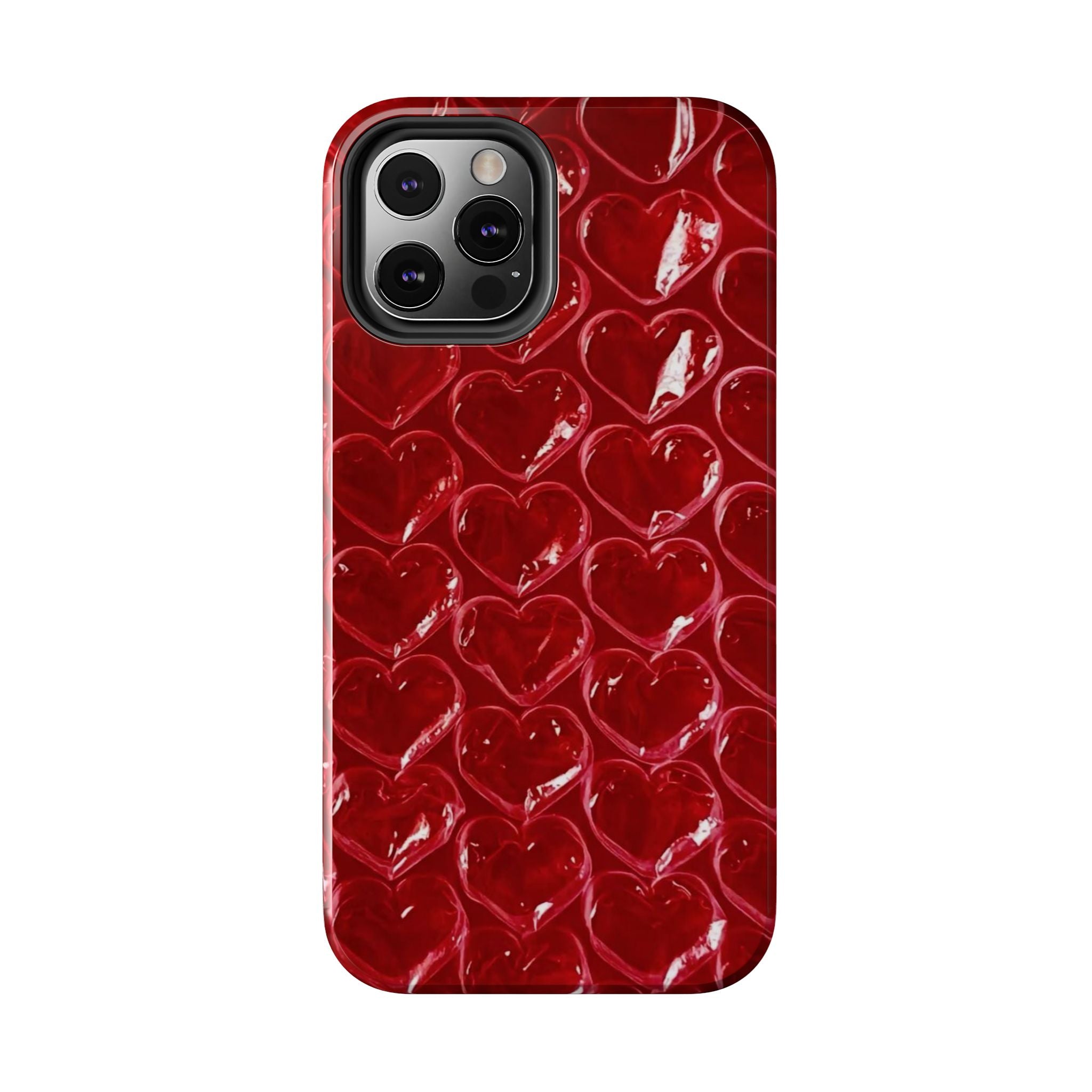 Red Heart Bubble Phone Case,  iPhone & Samsung Cute Love Pattern, Slim Protective Cover, Girls Women Design