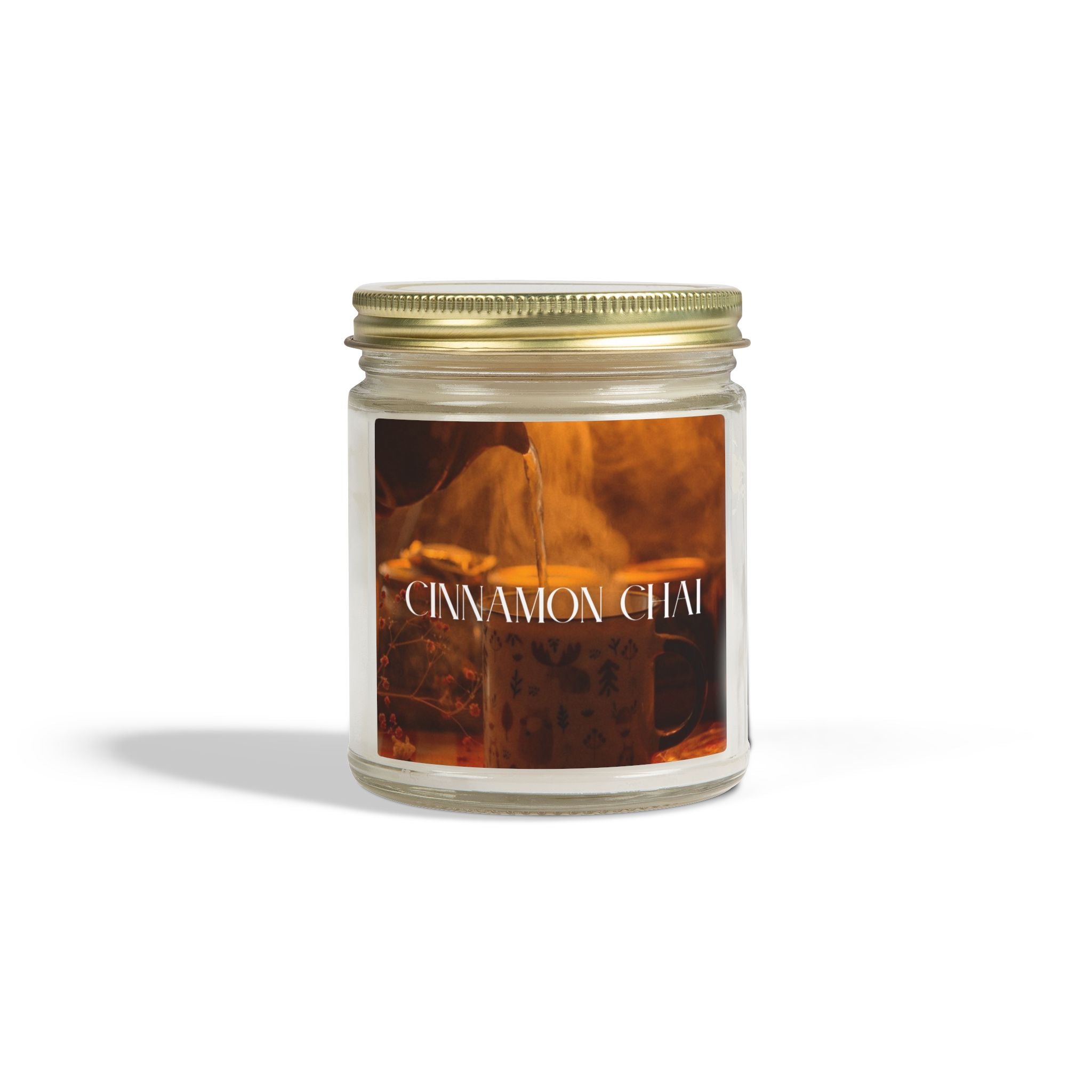 Cinnamon Chai Scented Candle, Coconut Apricot Wax, Warm Spice Aroma, Autumn Fall Scent, Holiday Home Decor Gift, 4oz & 9oz
