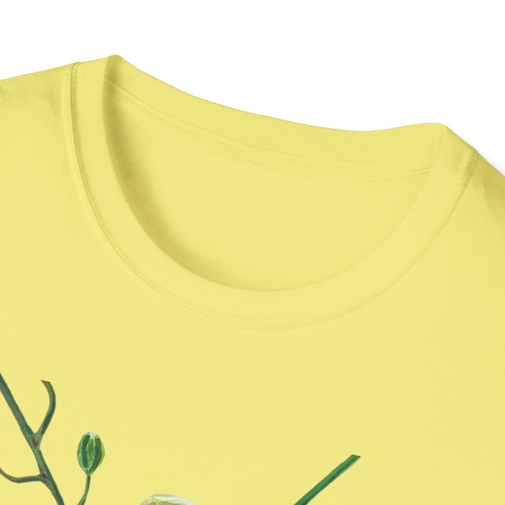 Green Orchid T-Shirt, Botanical Floral Graphic Tee, Nature Plant Art Shirt, Soft Cotton Apparel, Unique Gift for Women Men