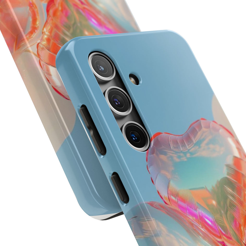 Heart Balloon Phone Case, Iridescent Love Design, iPhone & Samsung Protective Cover, Cute Aesthetic Fun, Girls Women Unique Gift