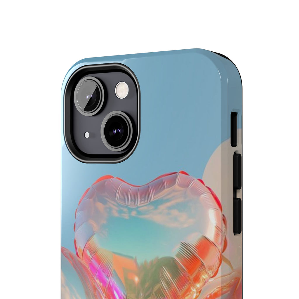Heart Balloon Phone Case, Iridescent Love Design, iPhone & Samsung Protective Cover, Cute Aesthetic Fun, Girls Women Unique Gift