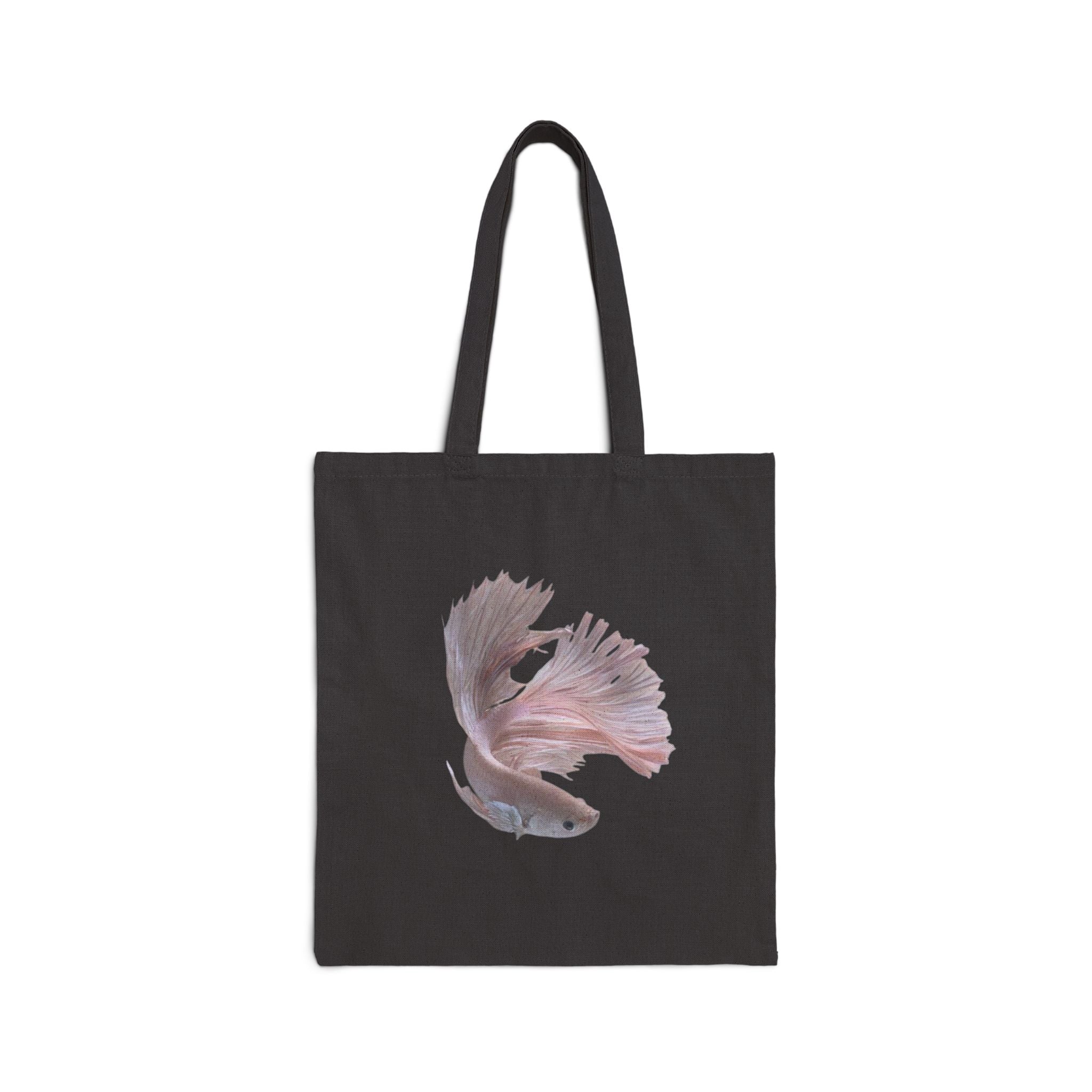 Pink Betta Fish Tote Bag, Aquarium Lover Design, Aesthetic Cotton Canvas Bag, Reusable Shopping Gift, Unique Aquatic Art