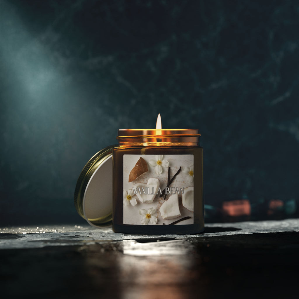 Vanilla Bean Scented Candle, Coconut Apricot Wax, Cozy Home Fragrance, Long Lasting Clean Burn, Aromatherapy Gift, 4oz & 9oz