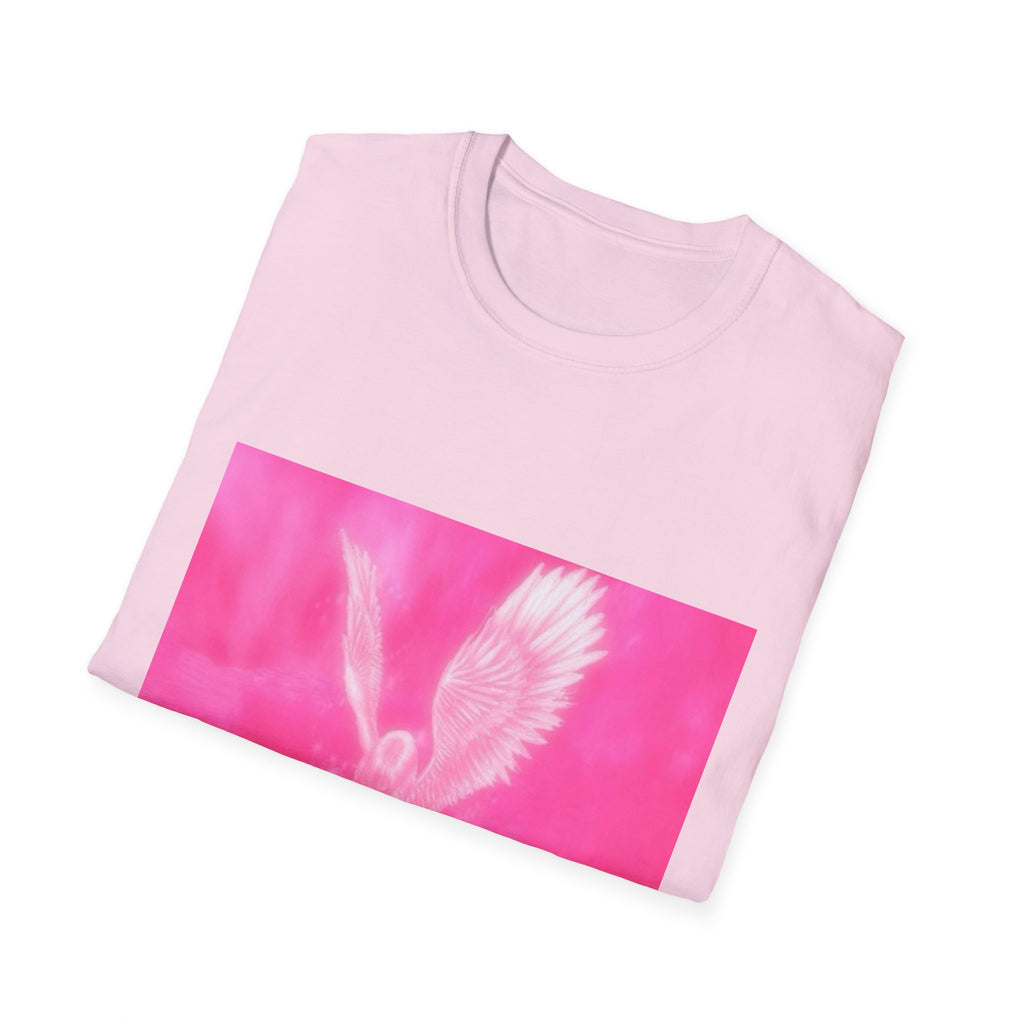 Pink Angel T-Shirt, Aesthetic Wing Graphic Tee, Heavenly Art Shirt, Soft Cotton Apparel, Unique Gift for Women Men