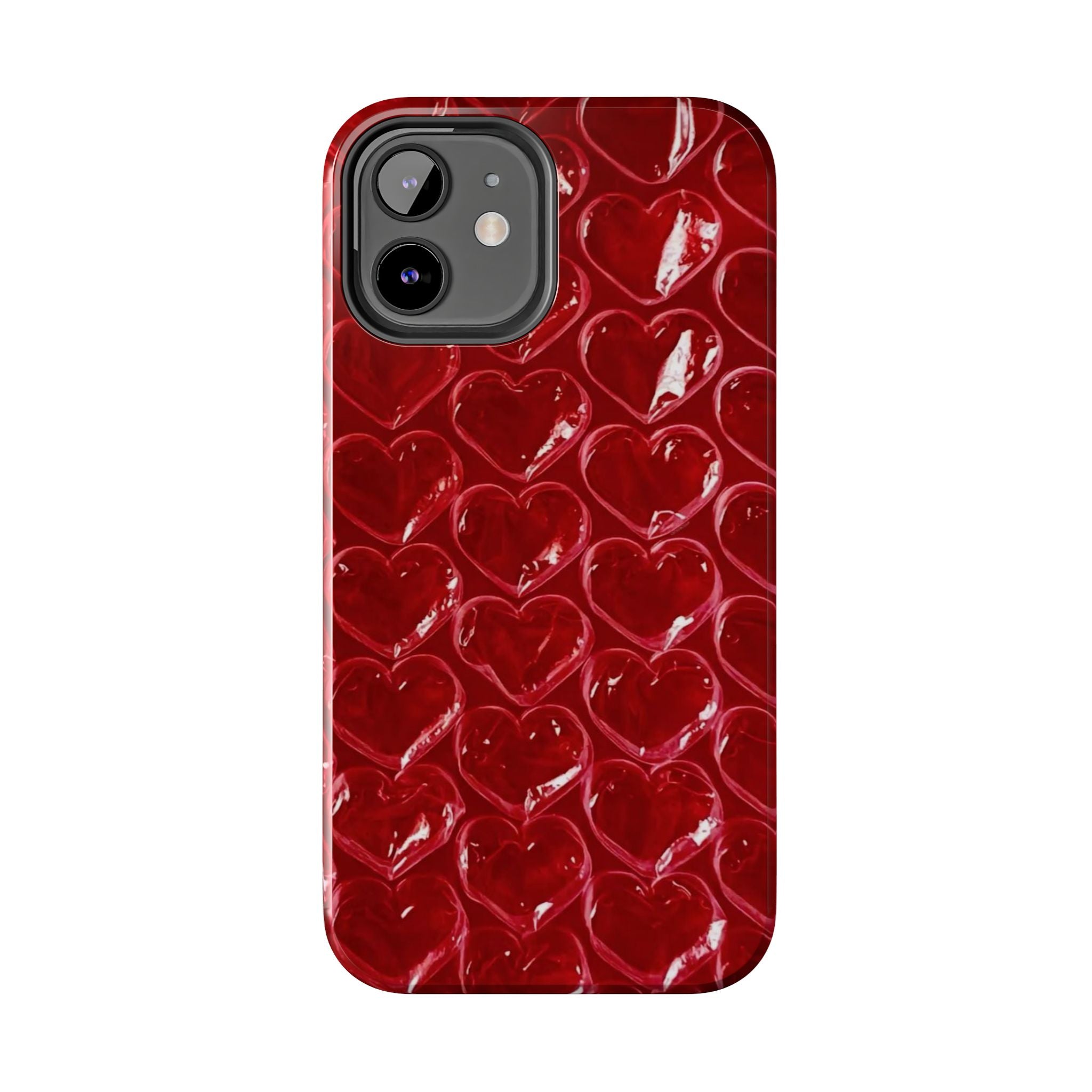 Red Heart Bubble Phone Case,  iPhone & Samsung Cute Love Pattern, Slim Protective Cover, Girls Women Design