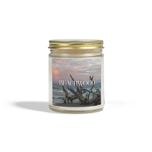 Beachwood Scented Candle, Coconut Apricot Wax, Coastal Home Fragrance, Ocean Scented Aroma, Calming Decor Gift, 4oz & 9oz