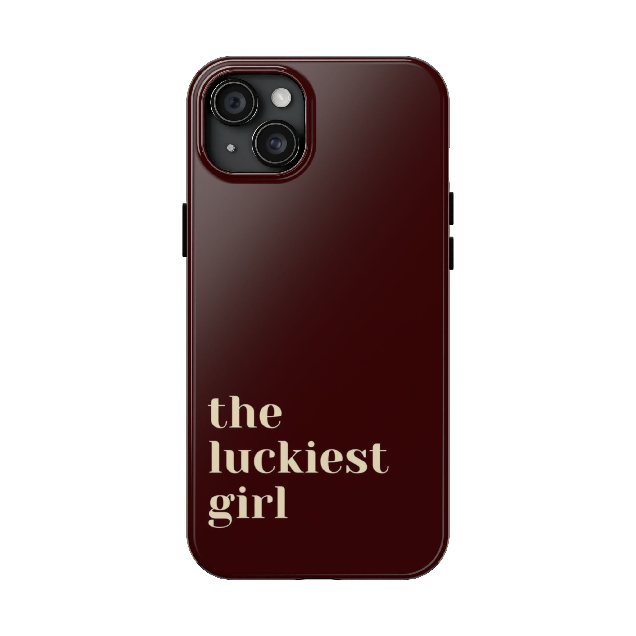 Burgundy Red Phone Case Minimal Aesthetic Protective The Luckiest Girl