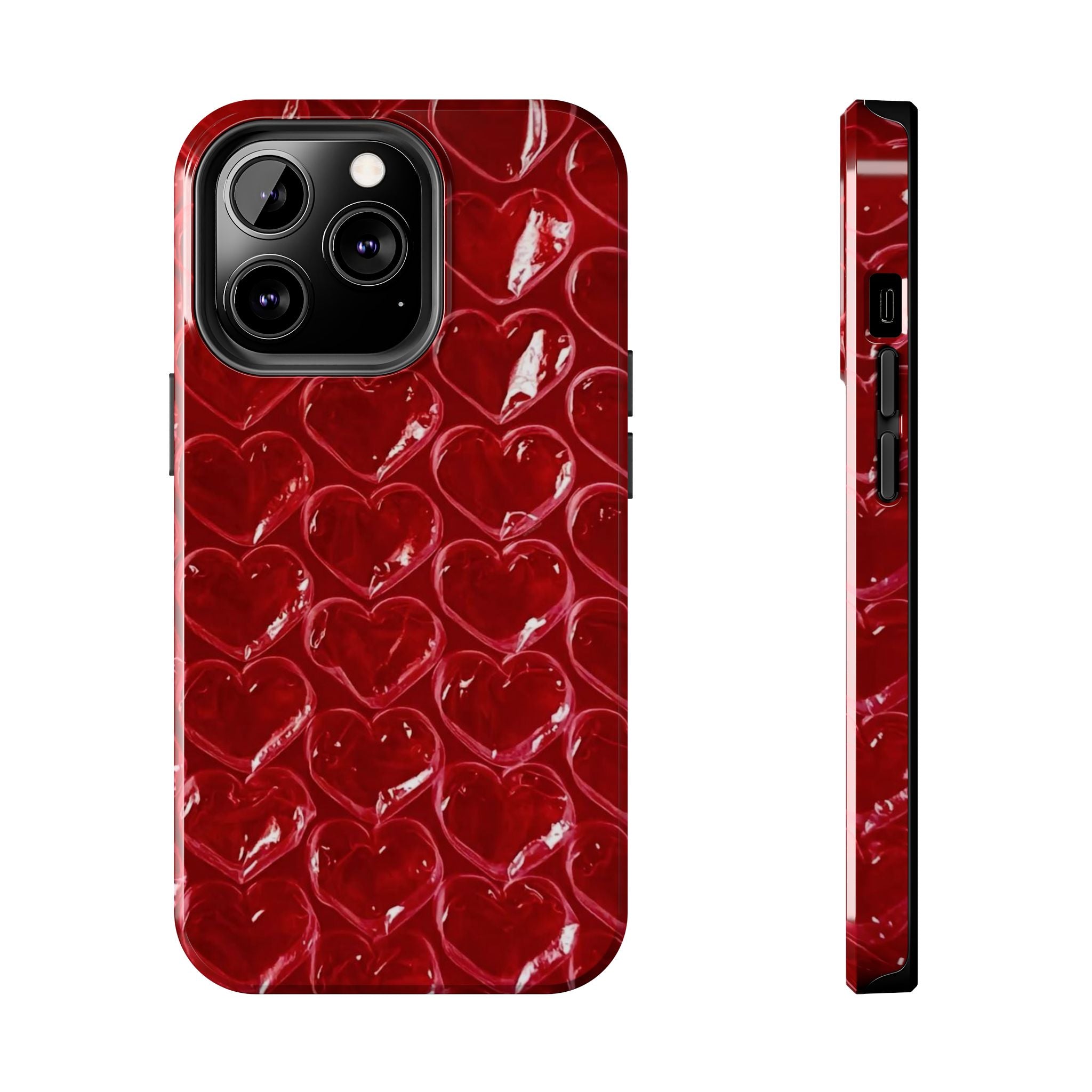 Red Heart Bubble Phone Case,  iPhone & Samsung Cute Love Pattern, Slim Protective Cover, Girls Women Design