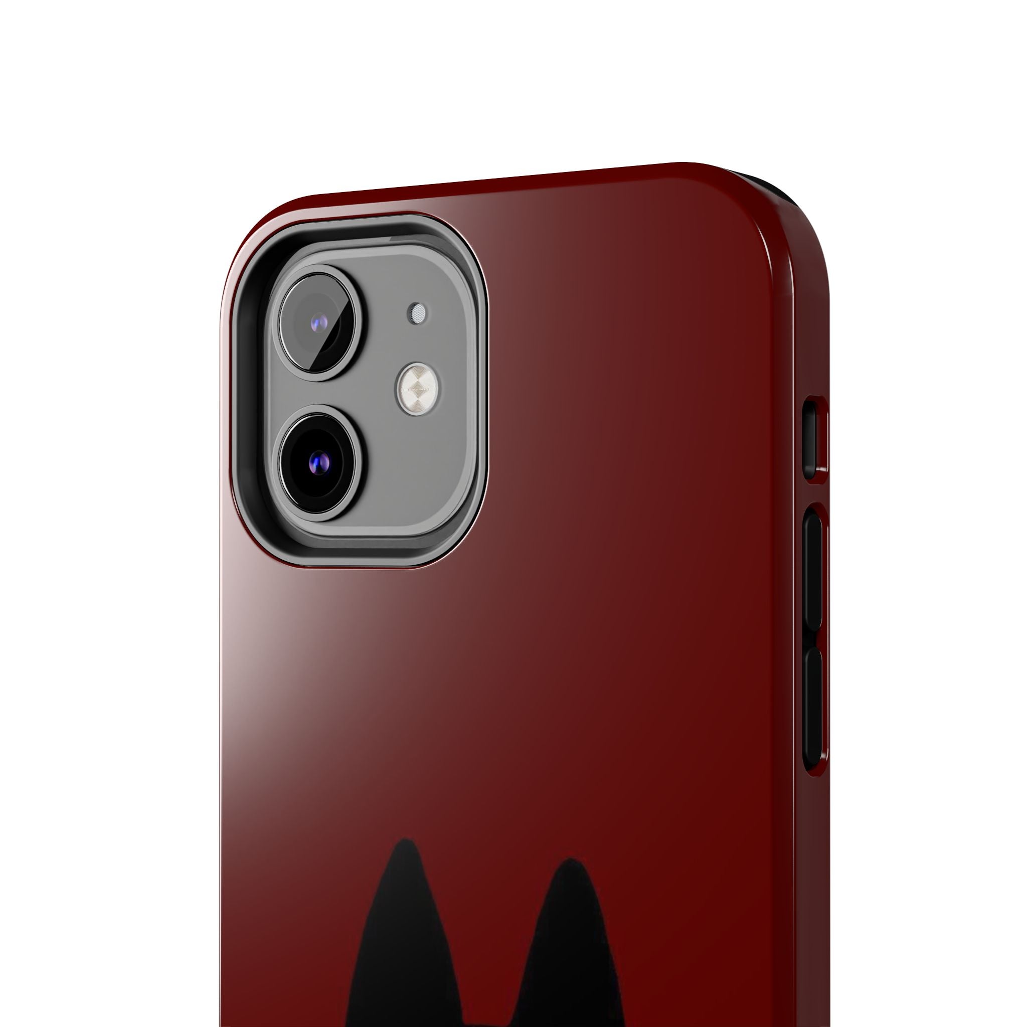 Black Cat Phone Case – Minimal Cute Design, Slim Protective Burgundy Cover