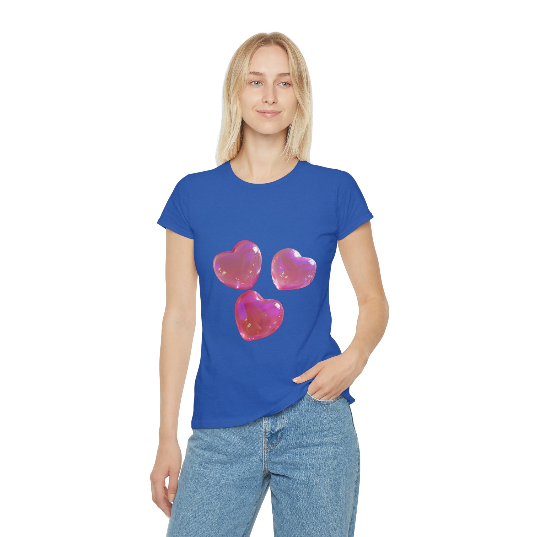 Jelly Pink Hearts T-Shirt, Cute Love Graphic Tee, Aesthetic Heart Design, Soft Cotton Apparel, Unique Gift for Women Girls
