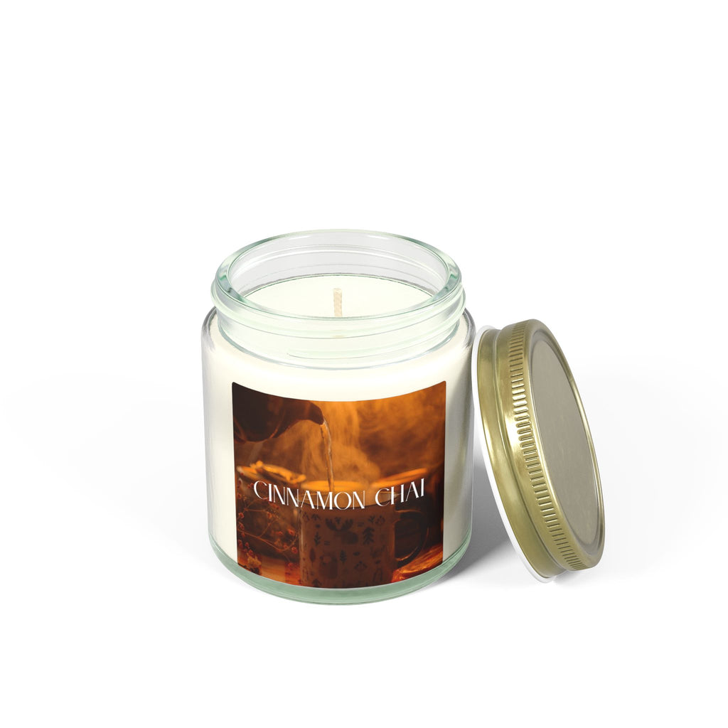 Cinnamon Chai Scented Candle, Coconut Apricot Wax, Warm Spice Aroma, Autumn Fall Scent, Holiday Home Decor Gift, 4oz & 9oz