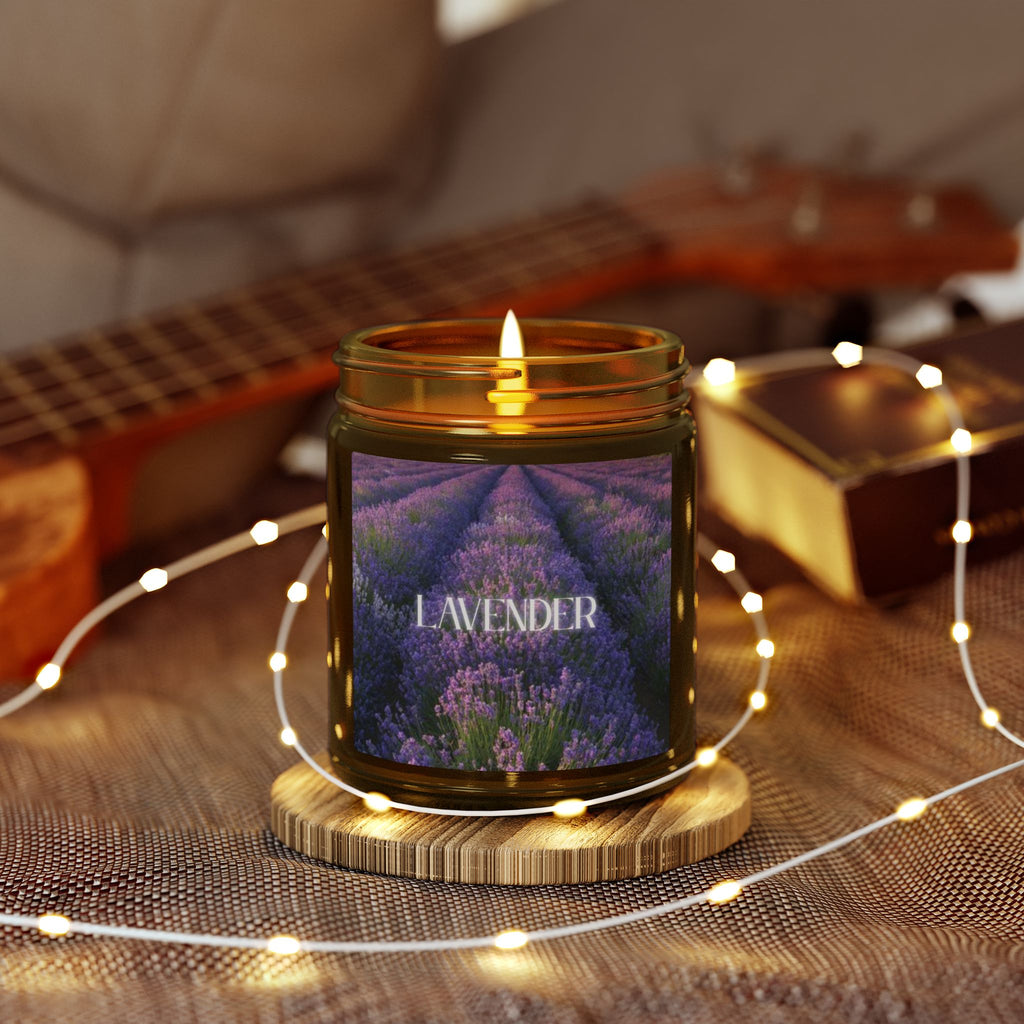 Lavender Scented Candle, Coconut Apricot Wax, Relaxing Home Fragrance, Calming Stress Relief Aroma, Bedroom Decor Gift, 4oz & 9oz