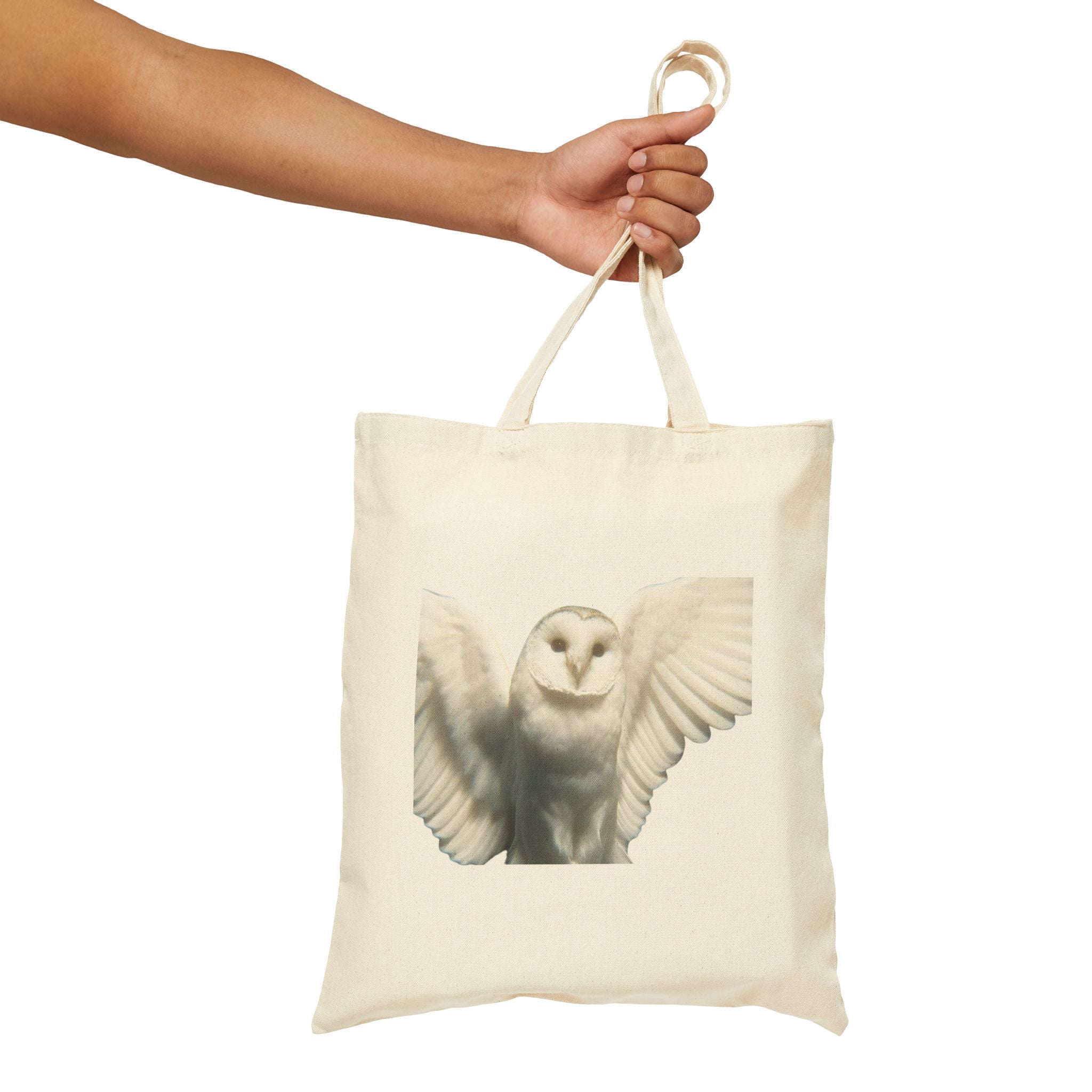 Sova Bird White Owl Tote Bag, Flying Bird Animal Design, Aesthetic Cotton Canvas Bag, Reusable Shopping Gift, Nature Lover Accessory