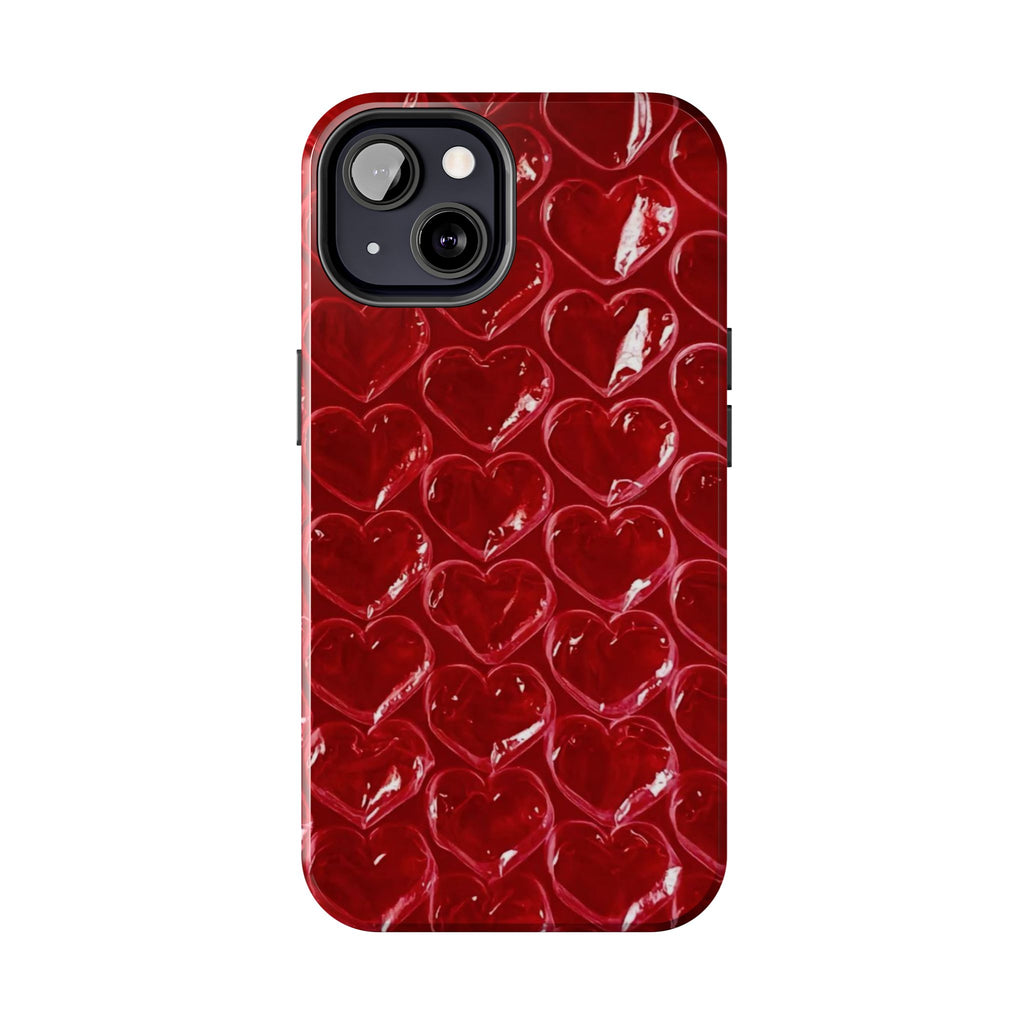 Red Heart Bubble Phone Case,  iPhone & Samsung Cute Love Pattern, Slim Protective Cover, Girls Women Design